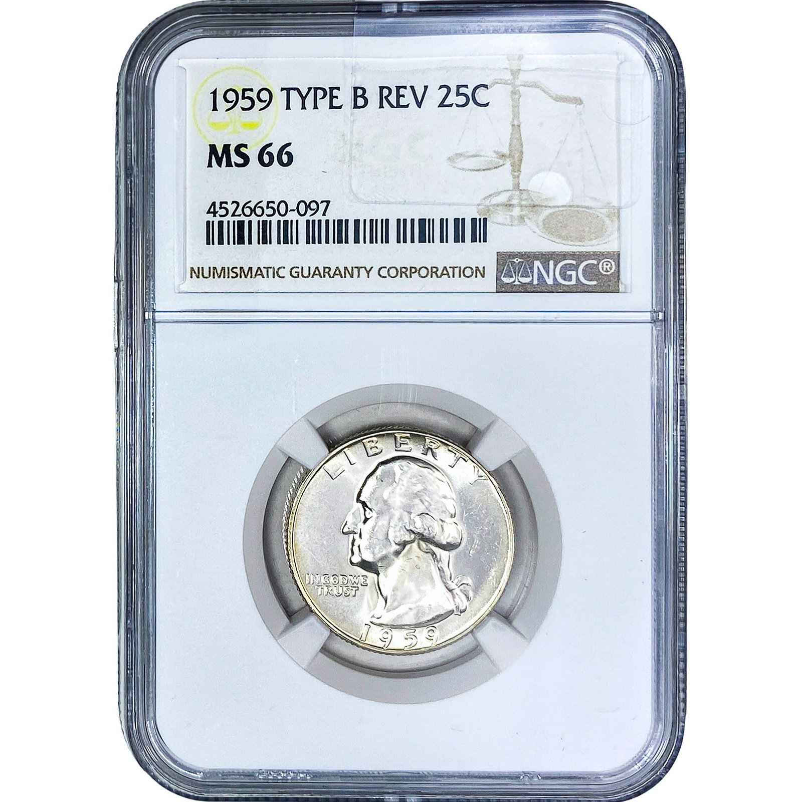 1959 Washington Silver Quarter NGC MS66 Type B Rev. (1 of 2)