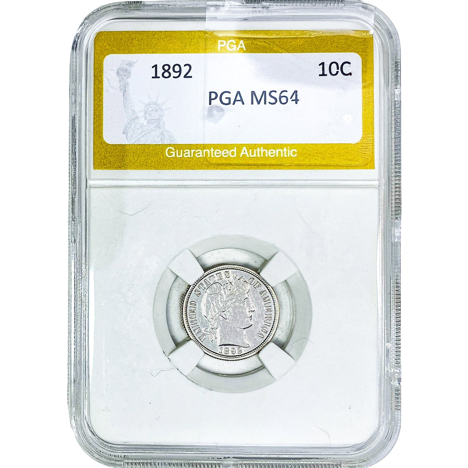 1892 Barber Dime PGA MS64: 1892 Barber Dime PGA MS64