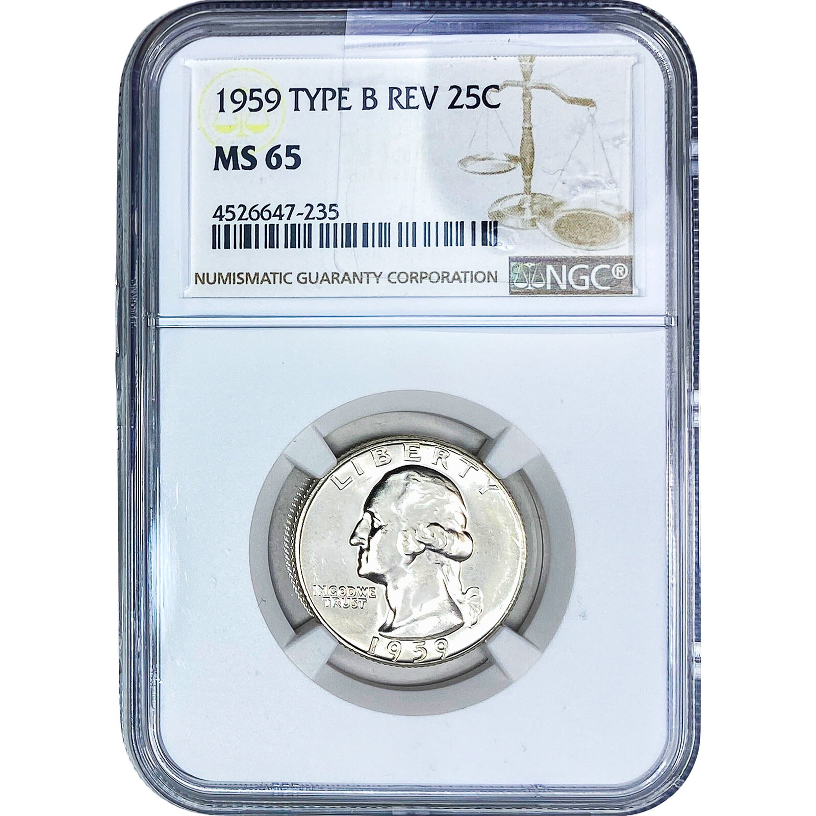 1959 Washington Silver Quarter NGC MS65 Type B Rev. (1 of 2)
