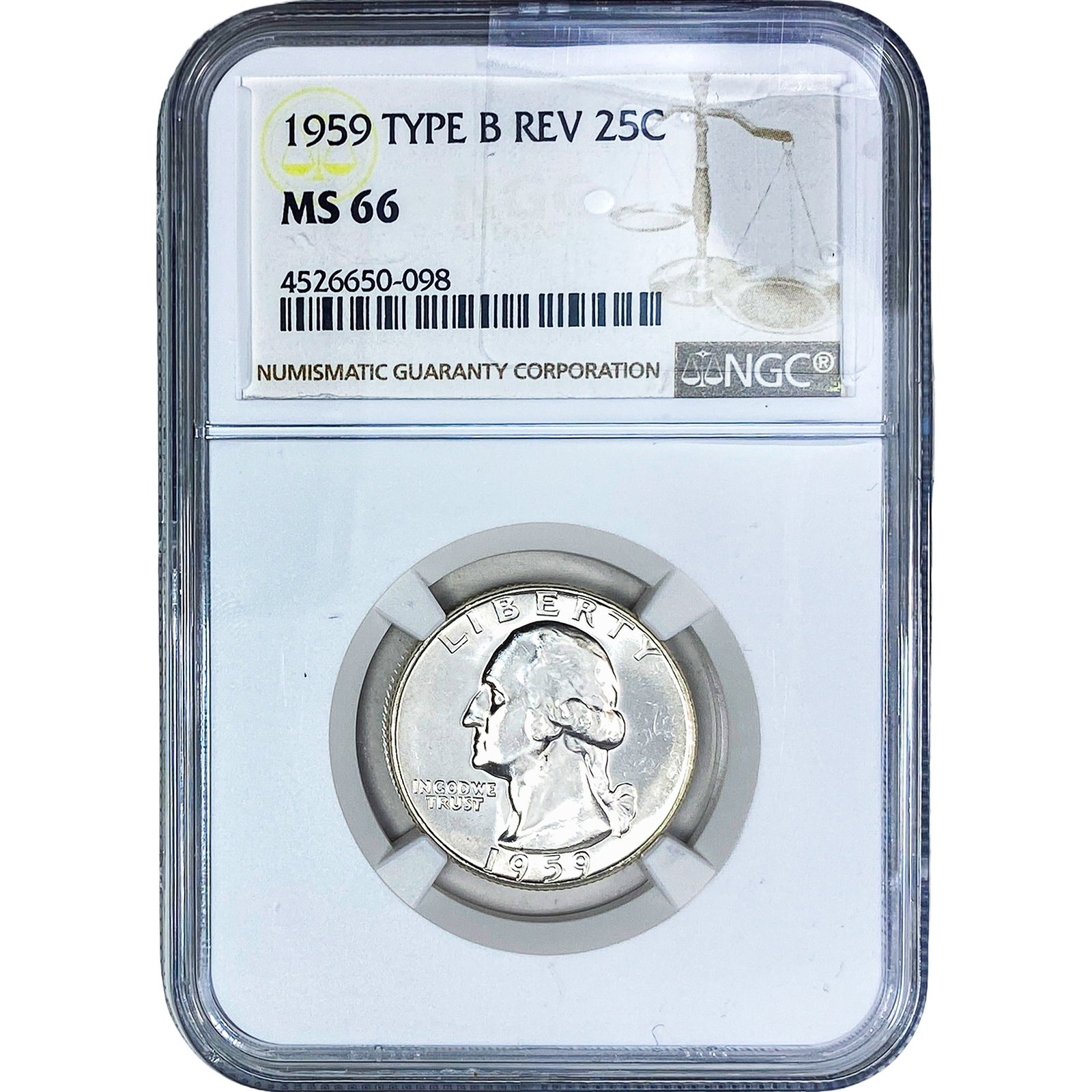 1959 Washington Silver Quarter NGC MS66 Type B Rev. (1 of 2)