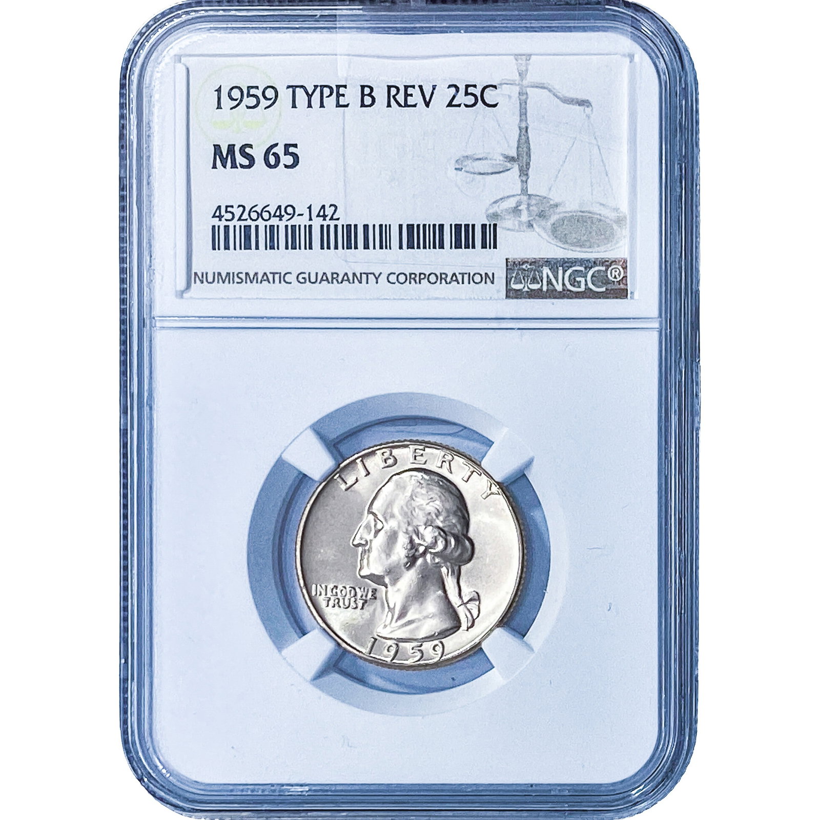 1959 Washington Silver Quarter NGC MS65 Type B Rev. (1 of 2)