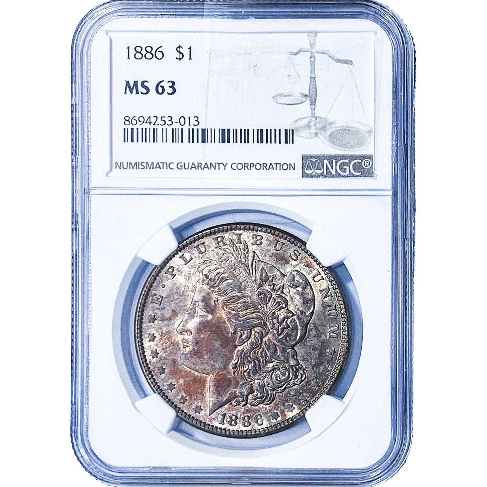 1886 Morgan Silver Dollar NGC MS63: 1886 Morgan Silver Dollar NGC MS63