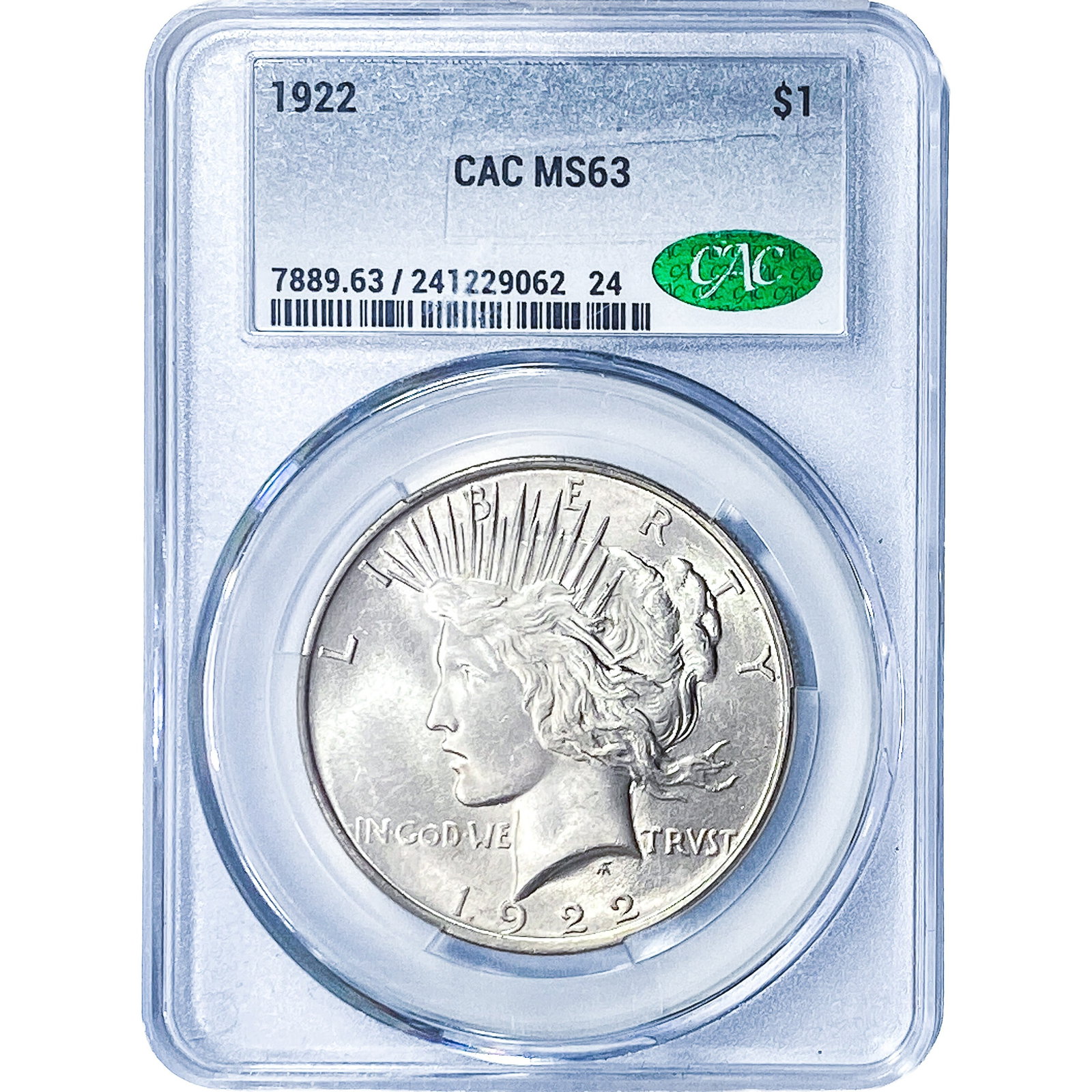 1922 Silver Peace Dollar CAC MS63 (1 of 2)