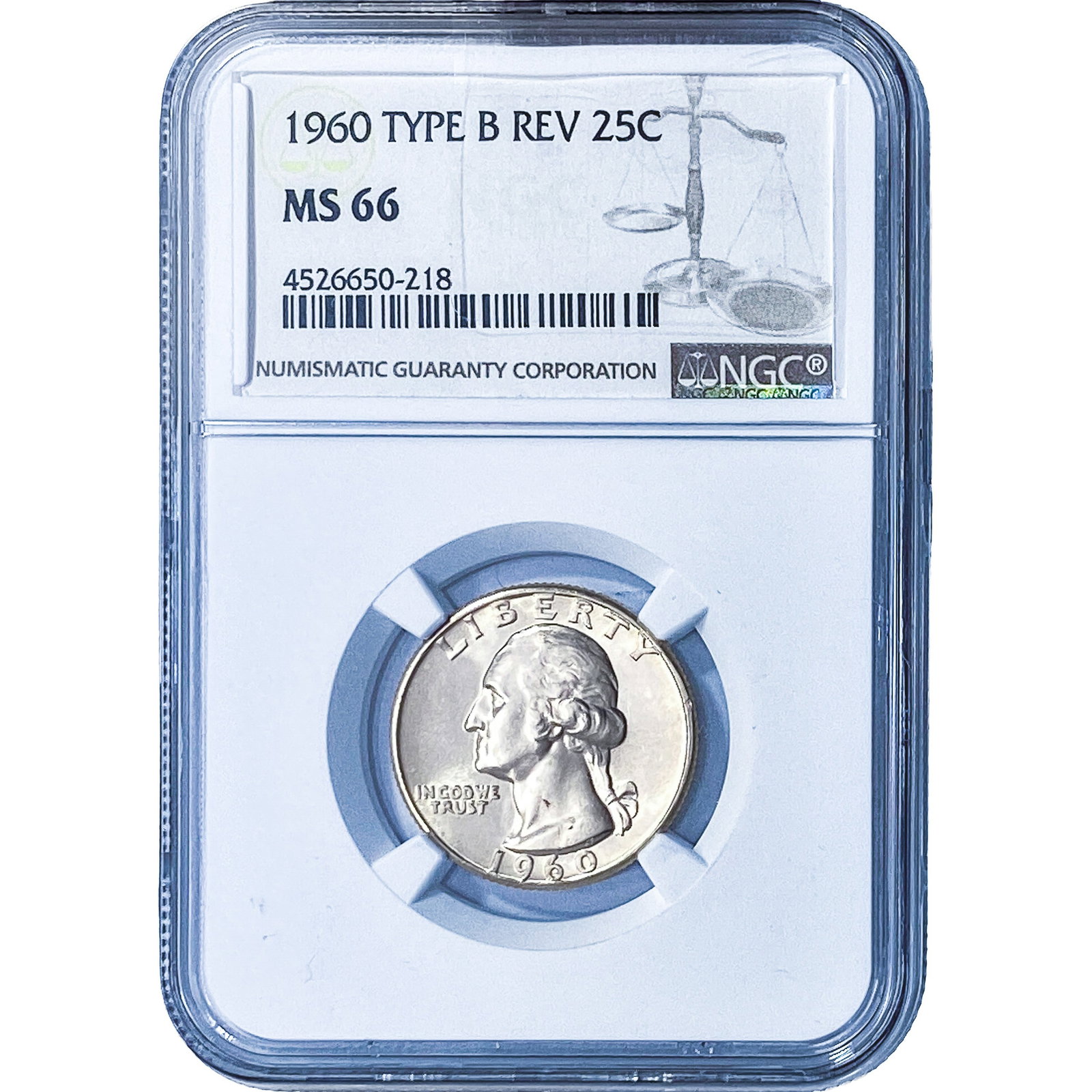 1960 Washington Silver Quarter NGC MS66 Type B Rev. (1 of 2)