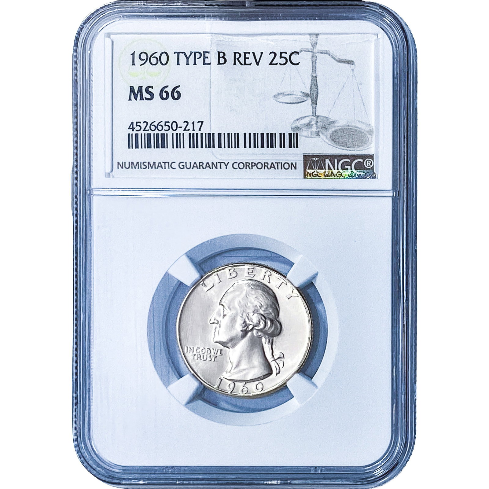 1960 Washington Silver Quarter NGC MS66 Type B Rev. (1 of 2)