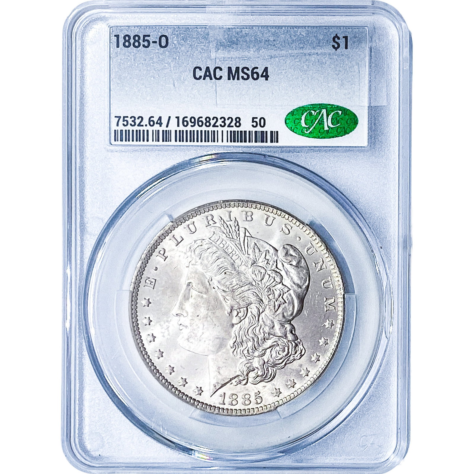 1885-O Morgan Silver Dollar CAC MS64: 1885-O Morgan Silver Dollar CAC MS64
