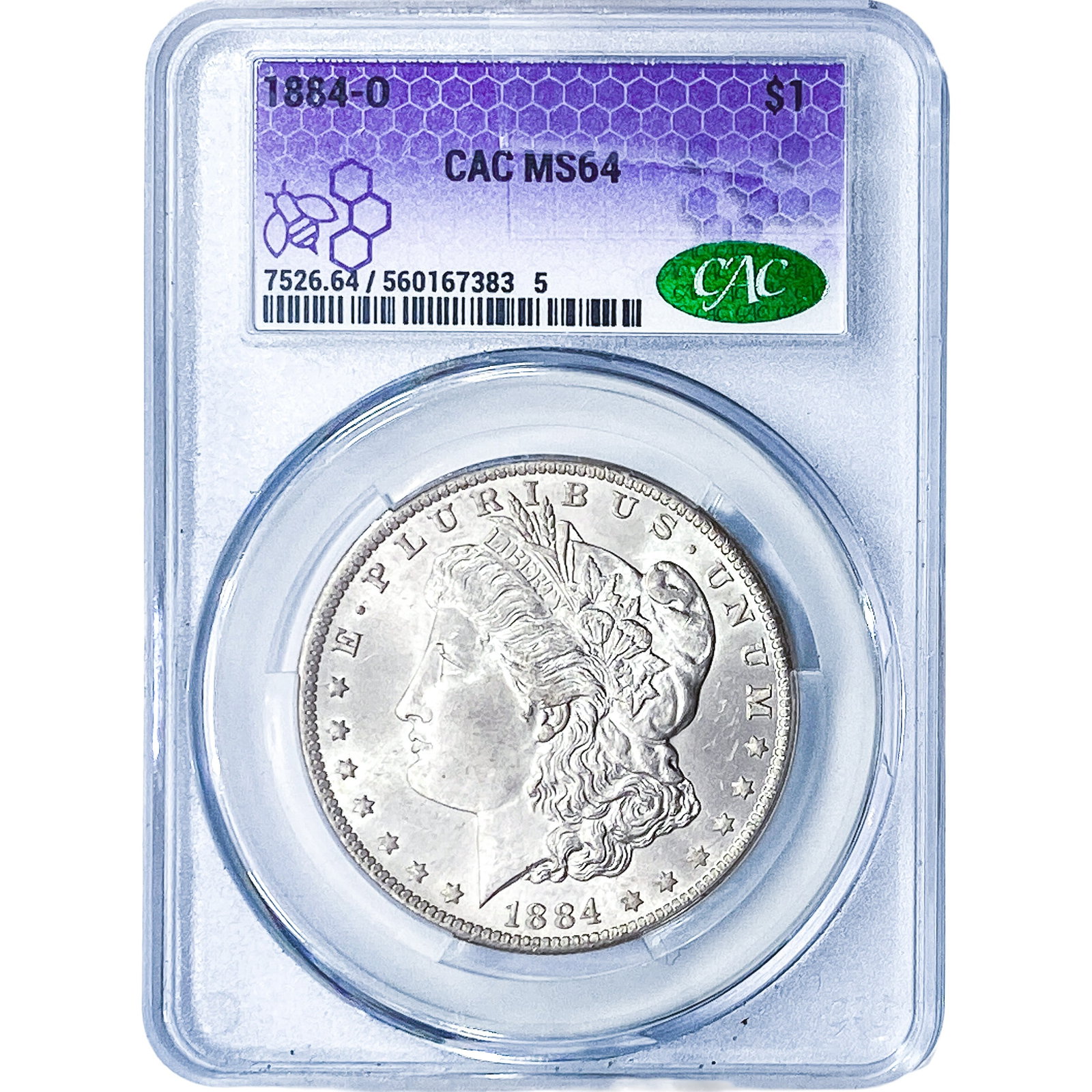 1884-O Morgan Silver Dollar CAC MS64: 1884-O Morgan Silver Dollar CAC MS64