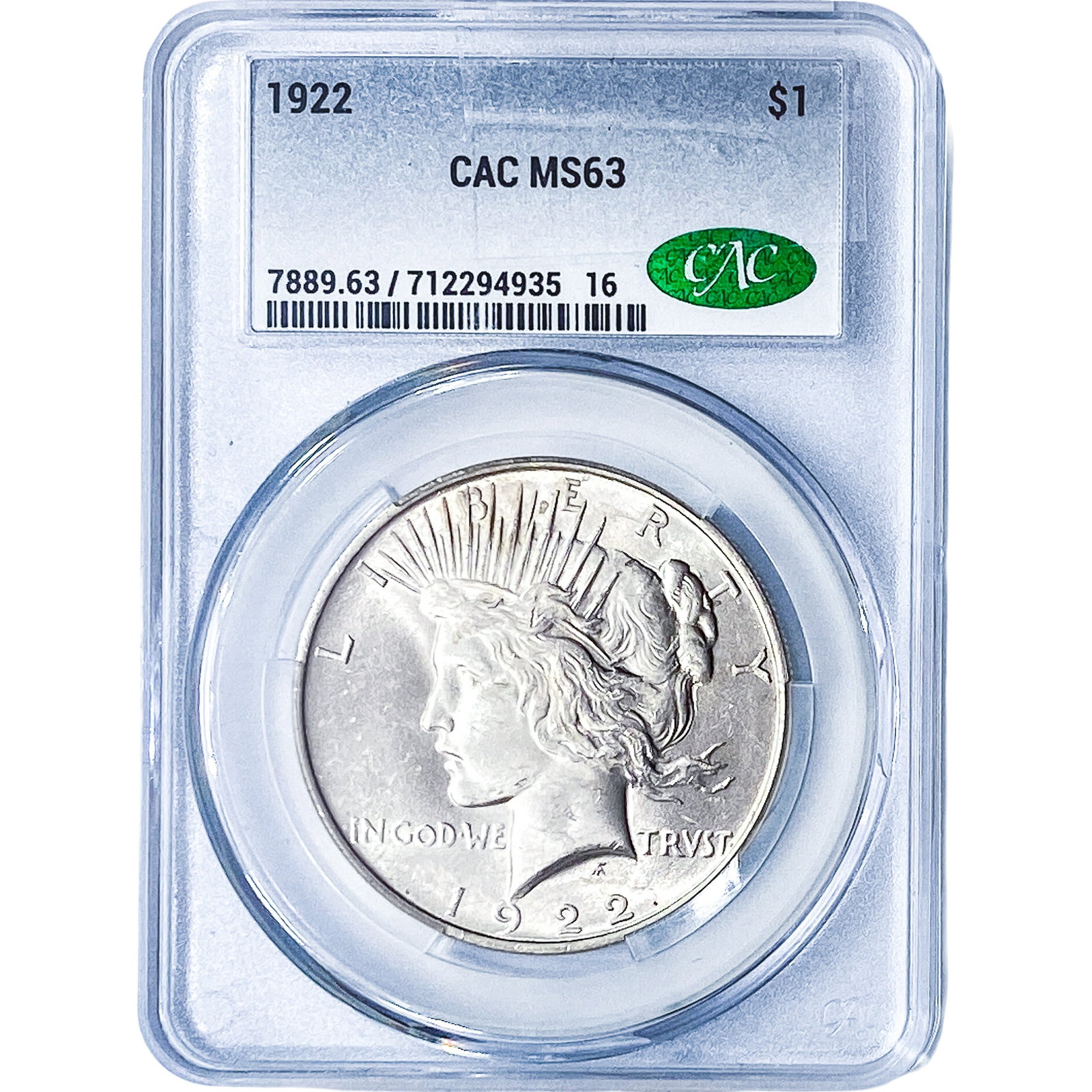 1922 Silver Peace Dollar CAC MS63 (1 of 2)