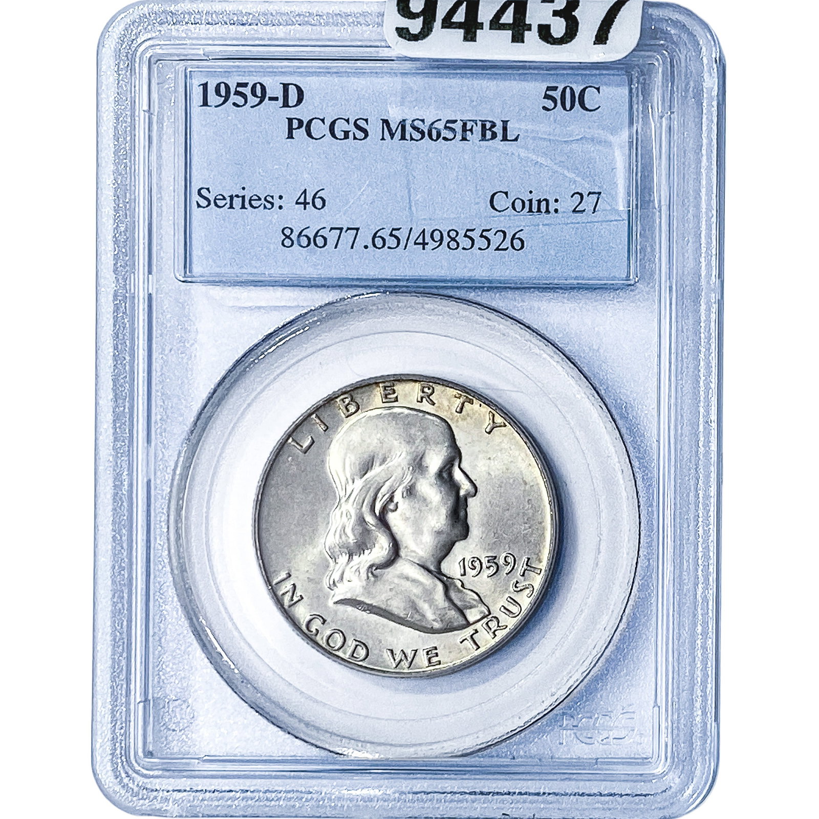 1959-D Franklin Half Dollar PCGS MS65 FBL (1 of 2)