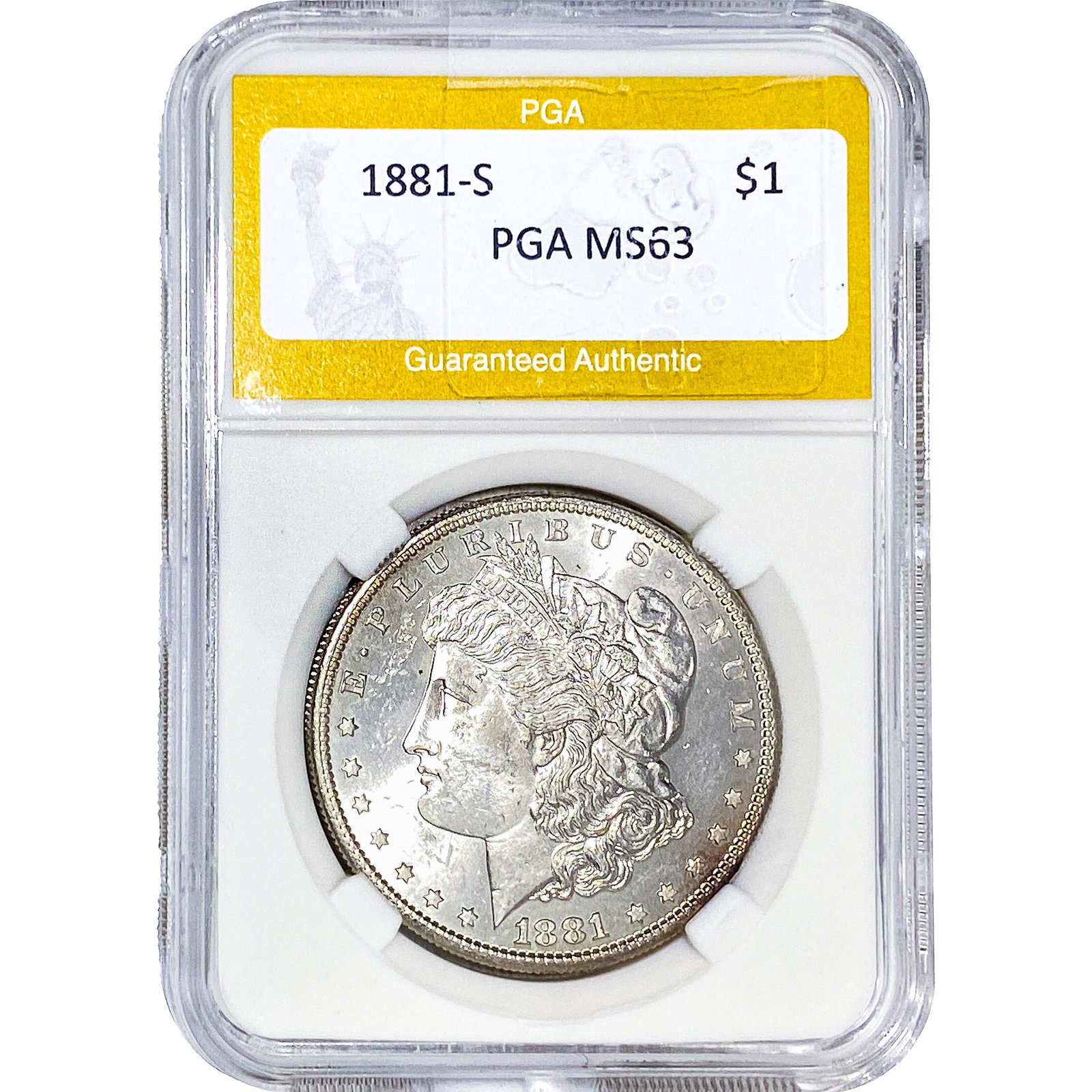 1881-S Morgan Silver Dollar PGA MS63: 1881-S Morgan Silver Dollar PGA MS63