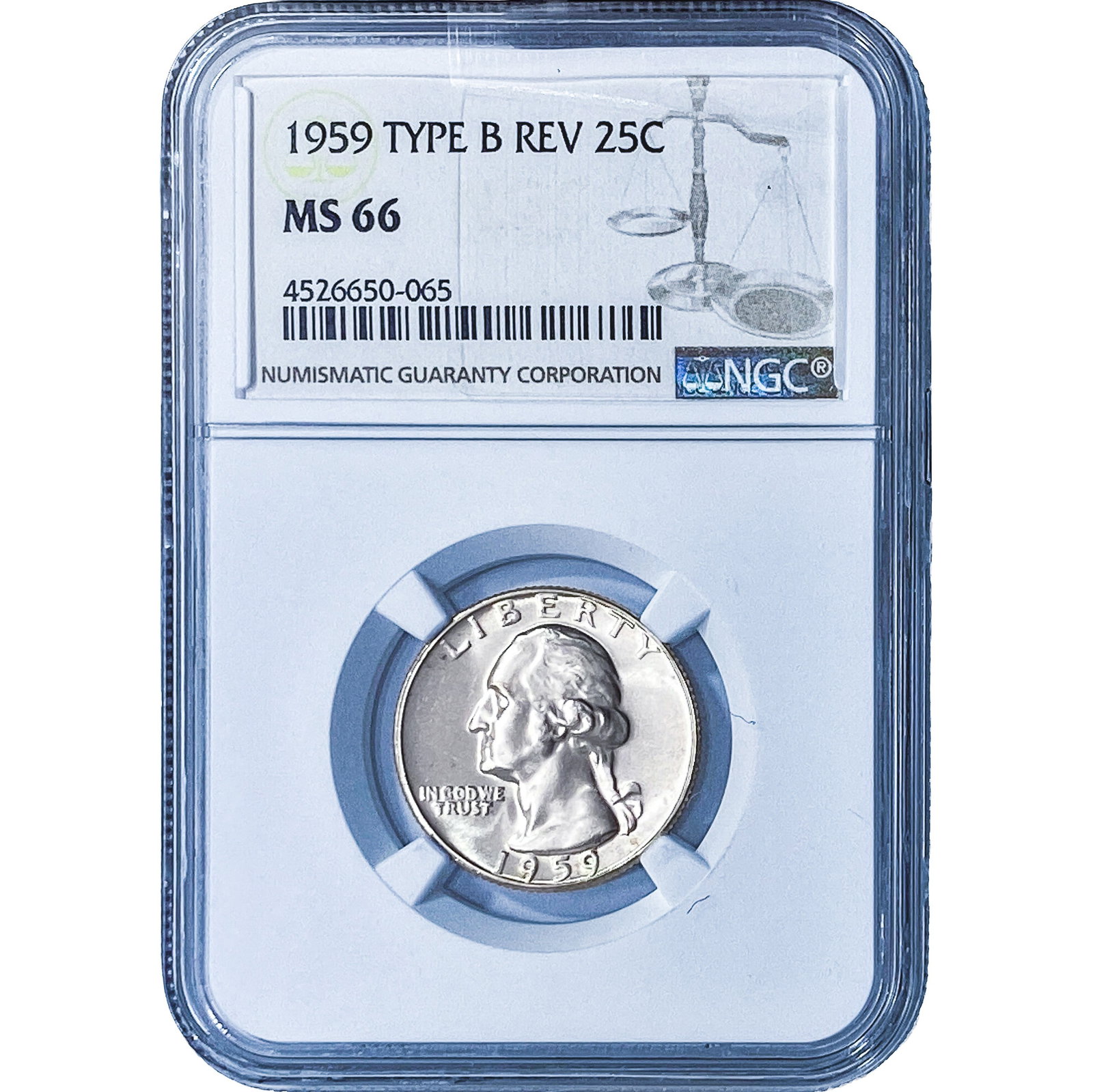 1959 Washington Silver Quarter NGC MS66 Type B Rev. (1 of 2)