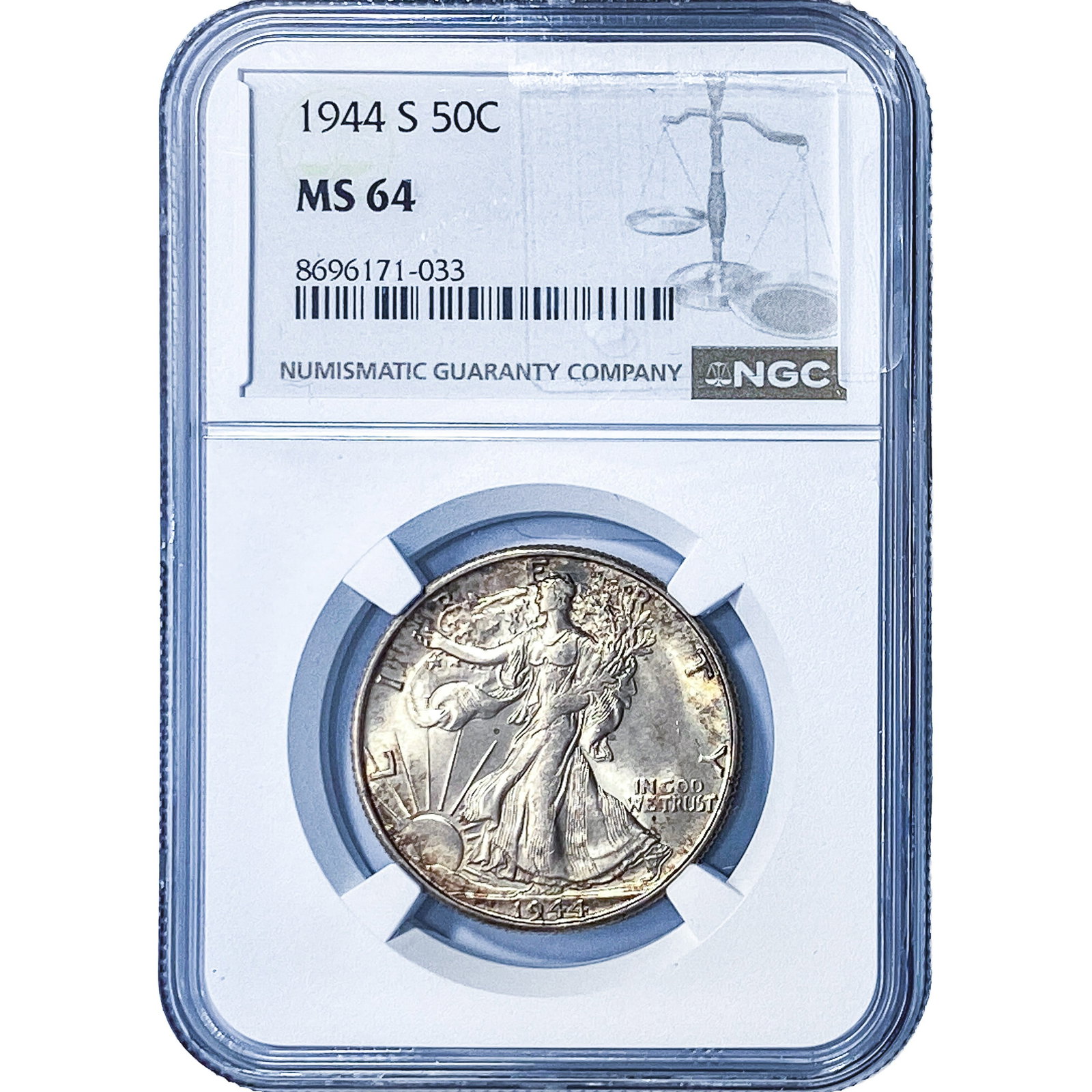 1944-S Walking Liberty Half Dollar NGC MS64: 1944-S Walking Liberty Half Dollar NGC MS64