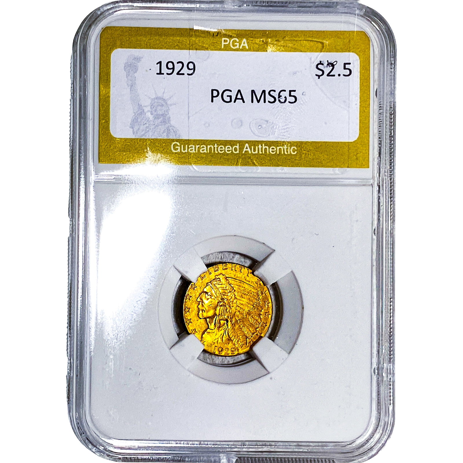 1929 $2.50 Gold Quarter Eagle PGA MS65: 1929 $2.50 Gold Quarter Eagle PGA MS65