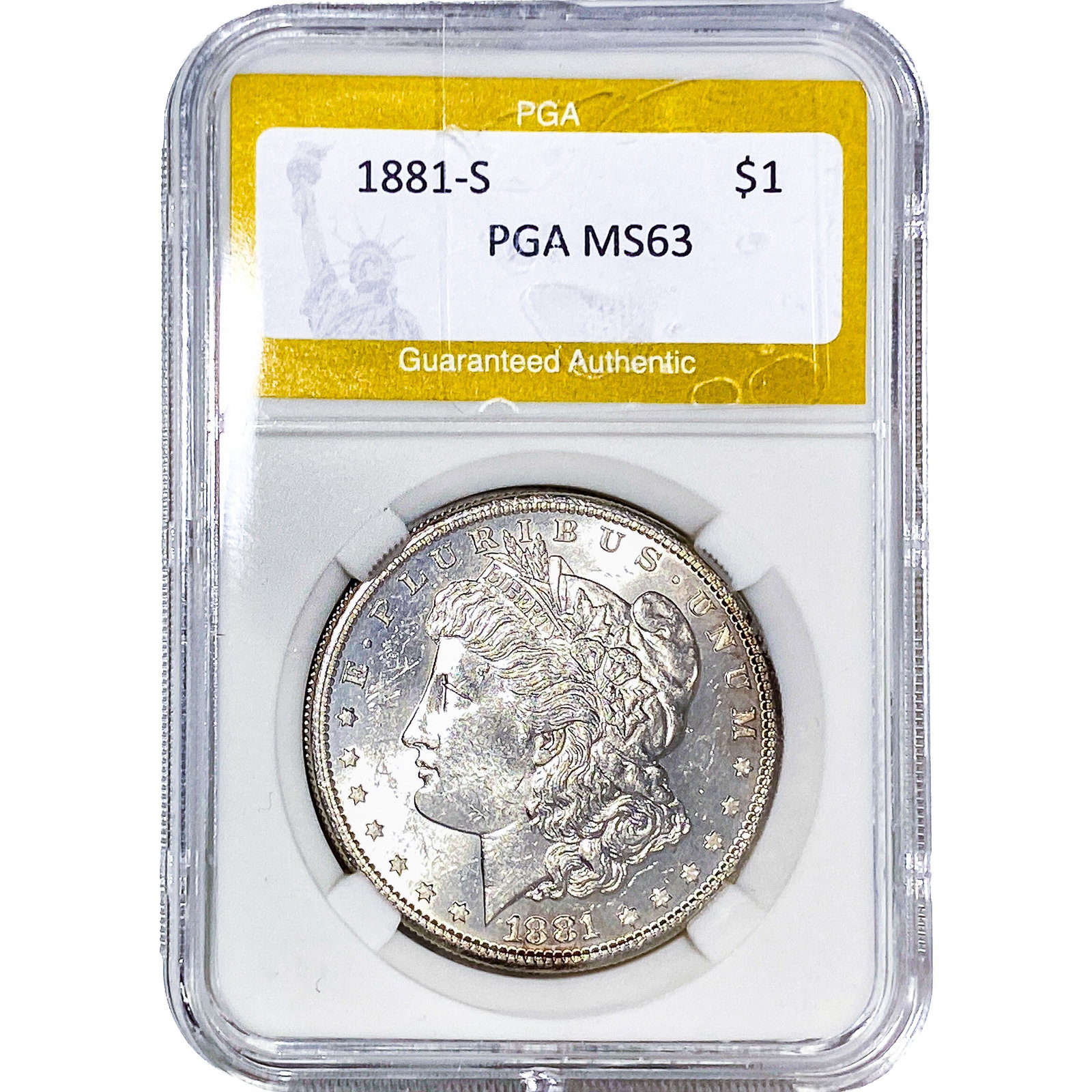 1881-S Morgan Silver Dollar PGA MS63: 1881-S Morgan Silver Dollar PGA MS63
