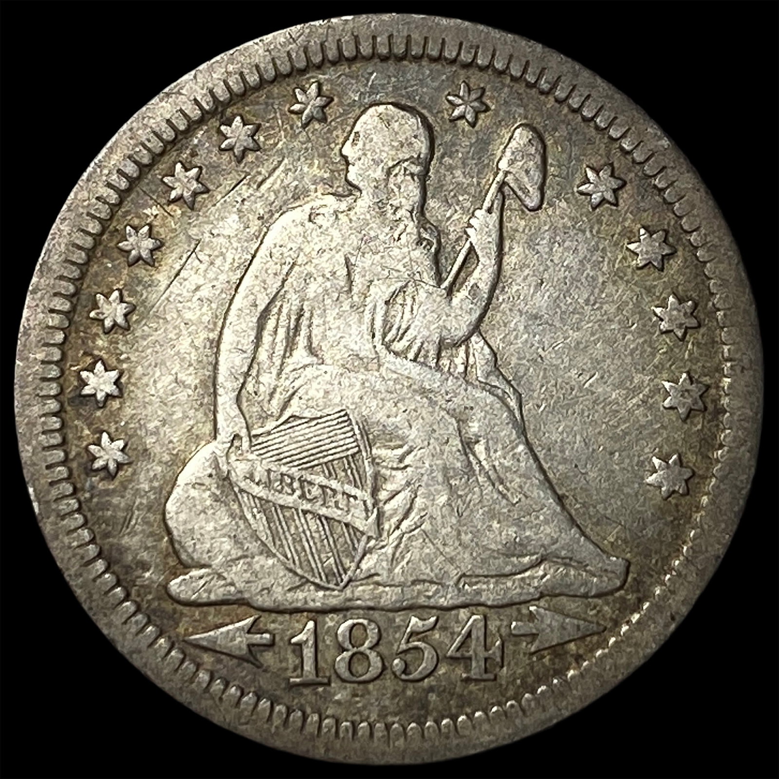 1854 Arrows Seated Liberty Quarter LIGHTLY CIRCULATED (1 of 2)