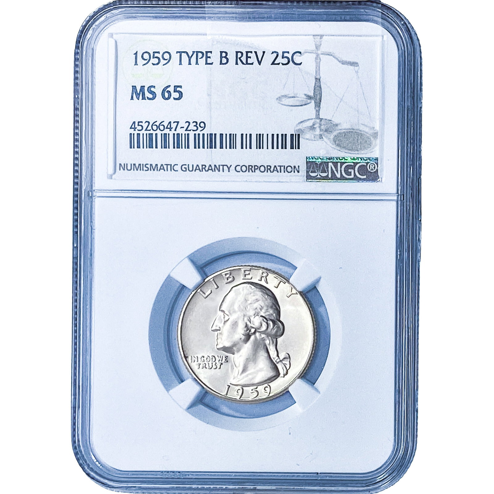 1959 Washington Silver Quarter NGC MS65 Type B Rev. (1 of 2)