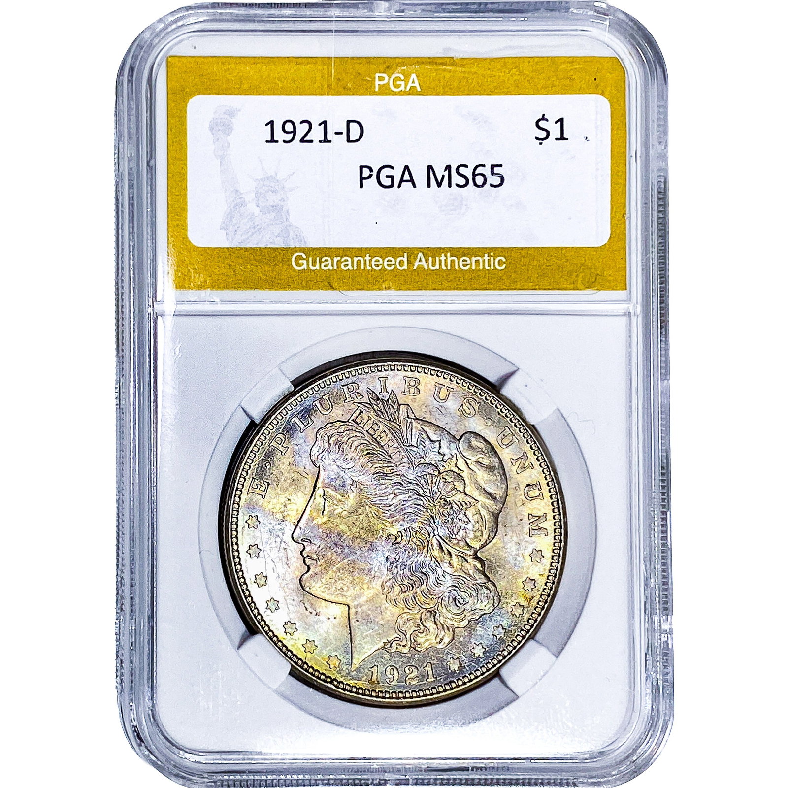 1921-D Morgan Silver Dollar PGA MS65: 1921-D Morgan Silver Dollar PGA MS65