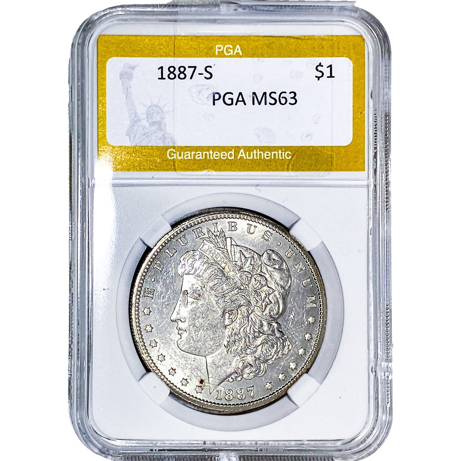 1887-S Morgan Silver Dollar PGA MS63: 1887-S Morgan Silver Dollar PGA MS63