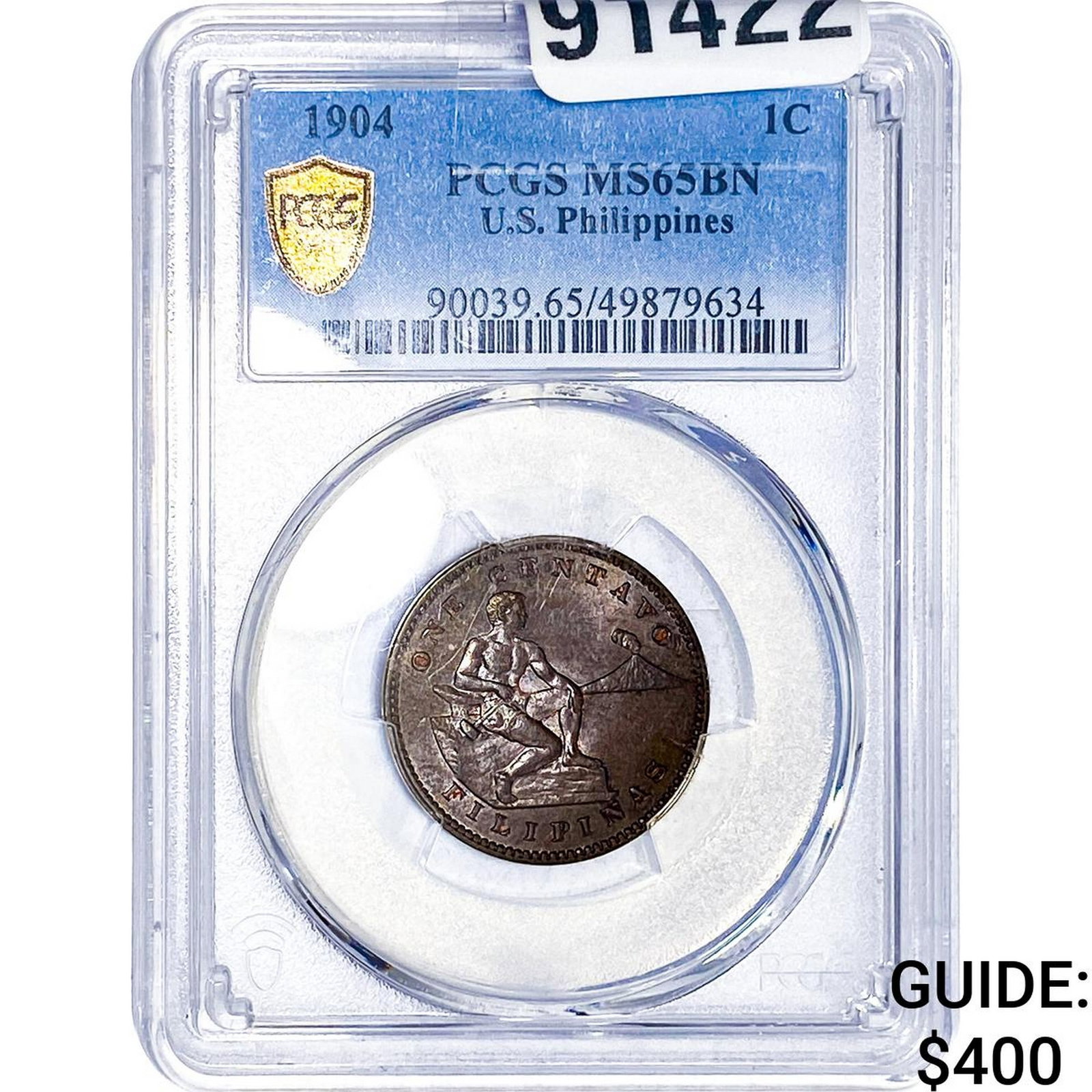 1904 1C US Philippines PCGS MS65 BN: 1904 1C US Philippines PCGS MS65 BN