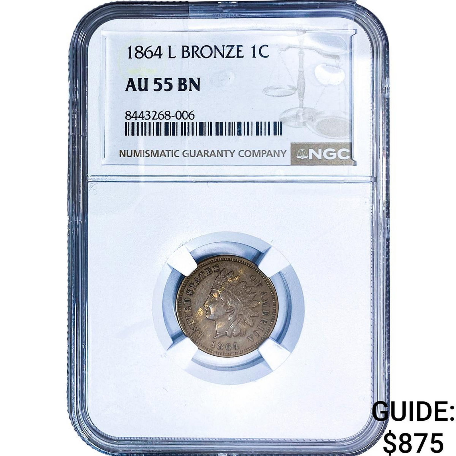 1864-L Indian Head Cent NGC AU55 BN (1 of 2)