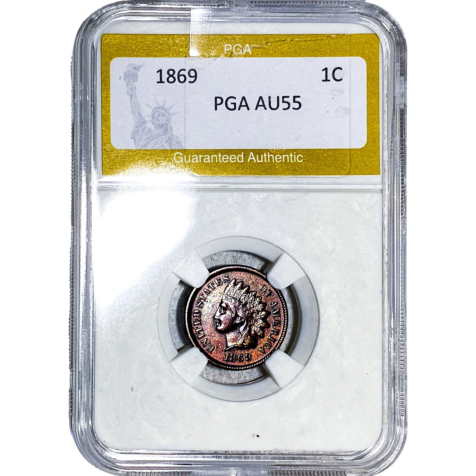 1869 Indian Head Cent PGA AU55: 1869 Indian Head Cent PGA AU55
