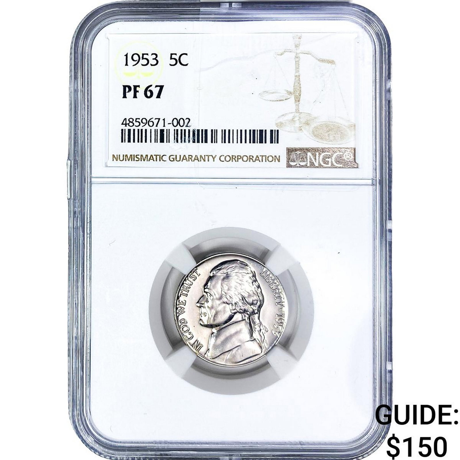 1953 Jefferson Nickel NGC PF67: 1953 Jefferson Nickel NGC PF67