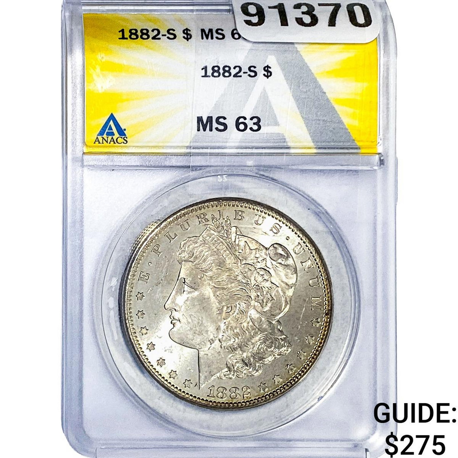 1882-S Morgan Silver Dollar ANACS MS63: 1882-S Morgan Silver Dollar ANACS MS63