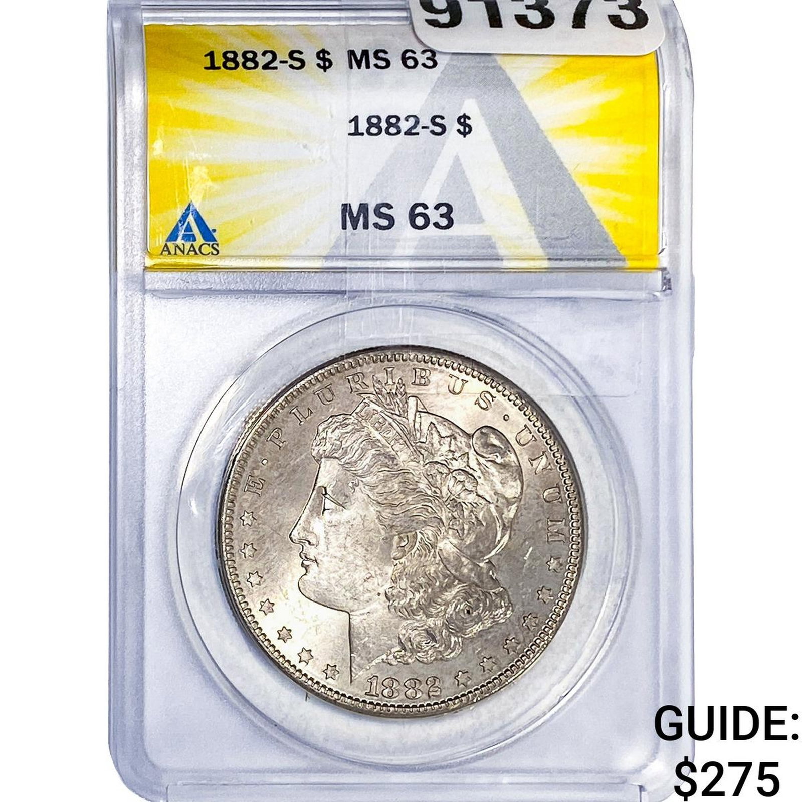 1882-S Morgan Silver Dollar ANACS MS63: 1882-S Morgan Silver Dollar ANACS MS63