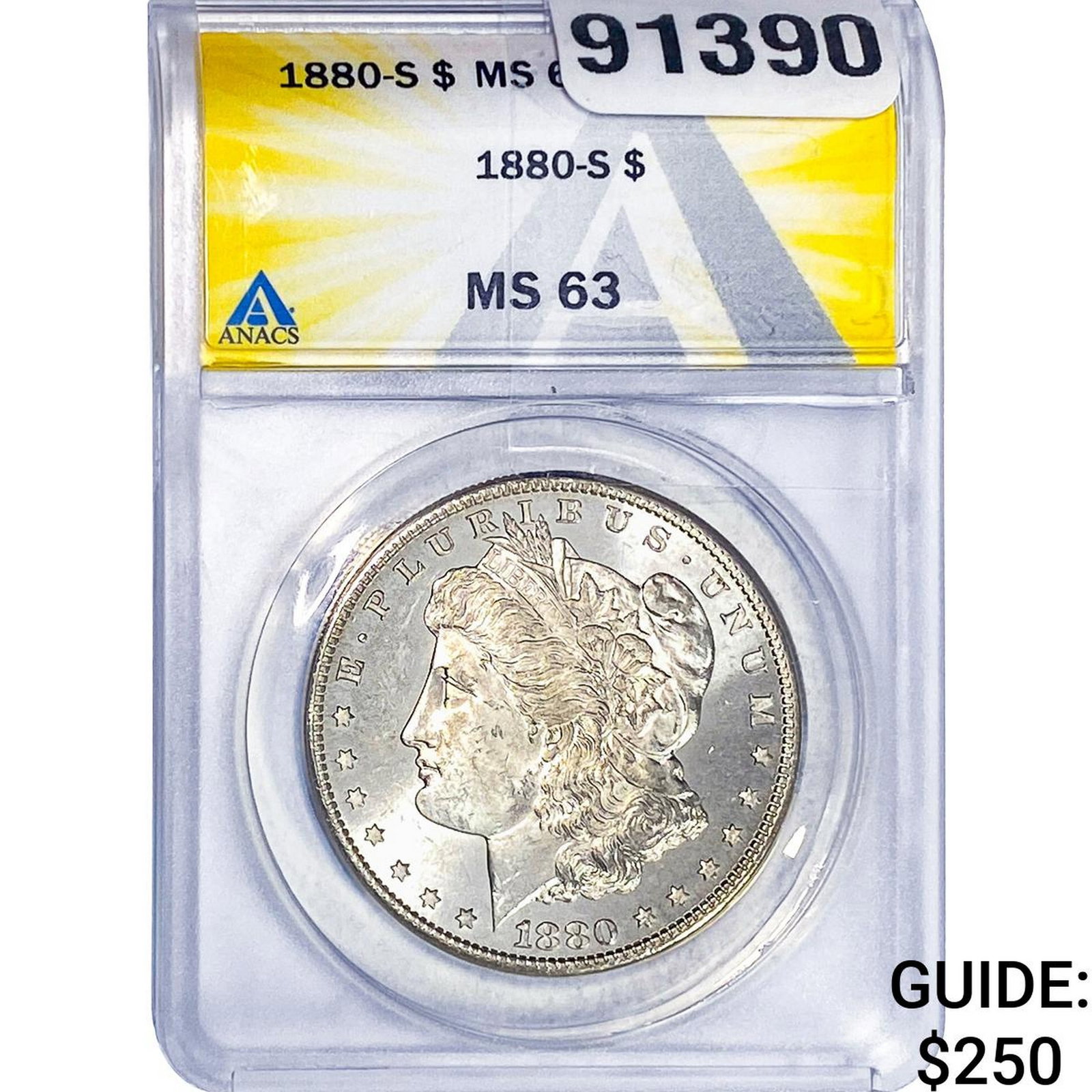 1880-S Morgan Silver Dollar ANACS MS63: 1880-S Morgan Silver Dollar ANACS MS63