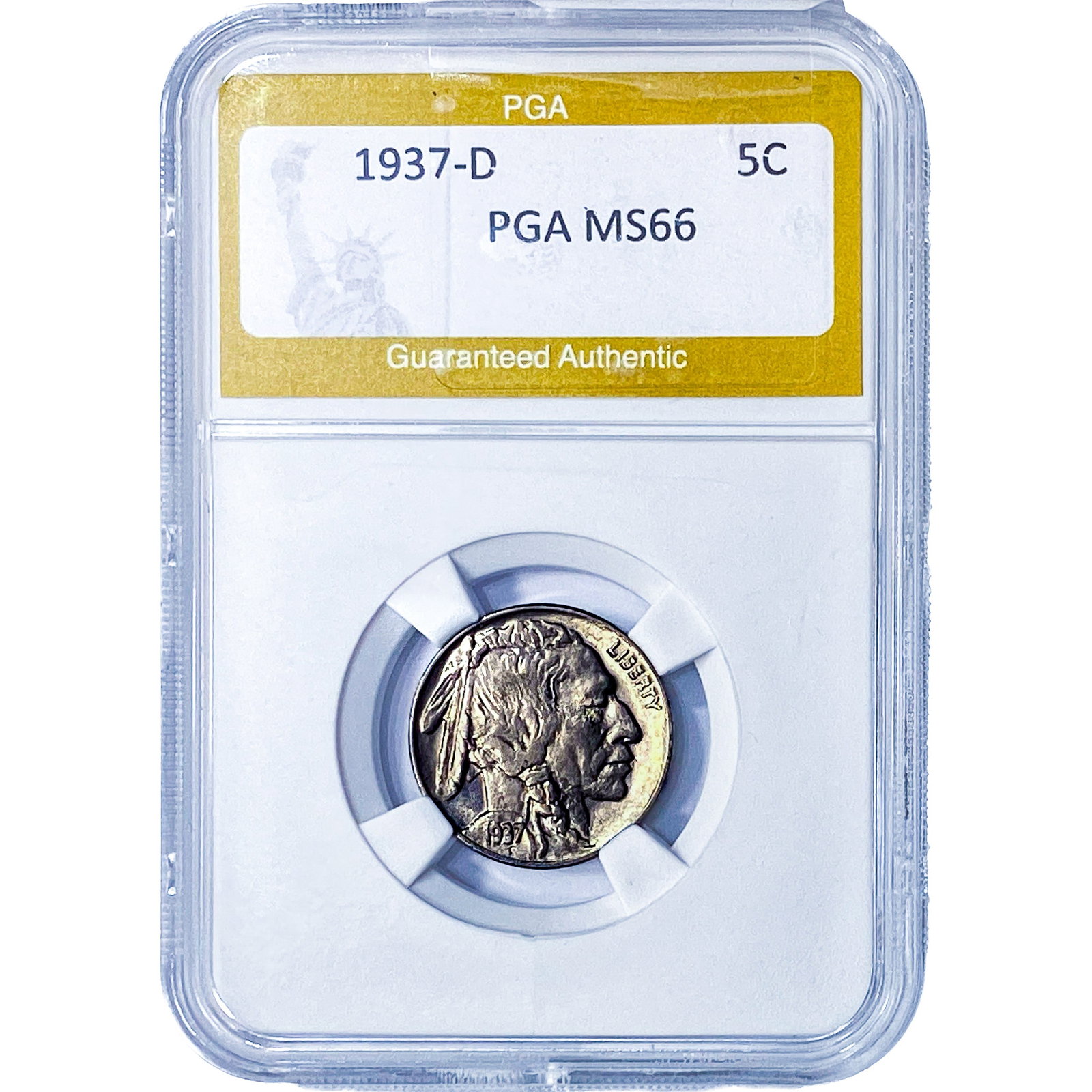 1937-D Buffalo Nickel PGA MS66: 1937-D Buffalo Nickel PGA MS66