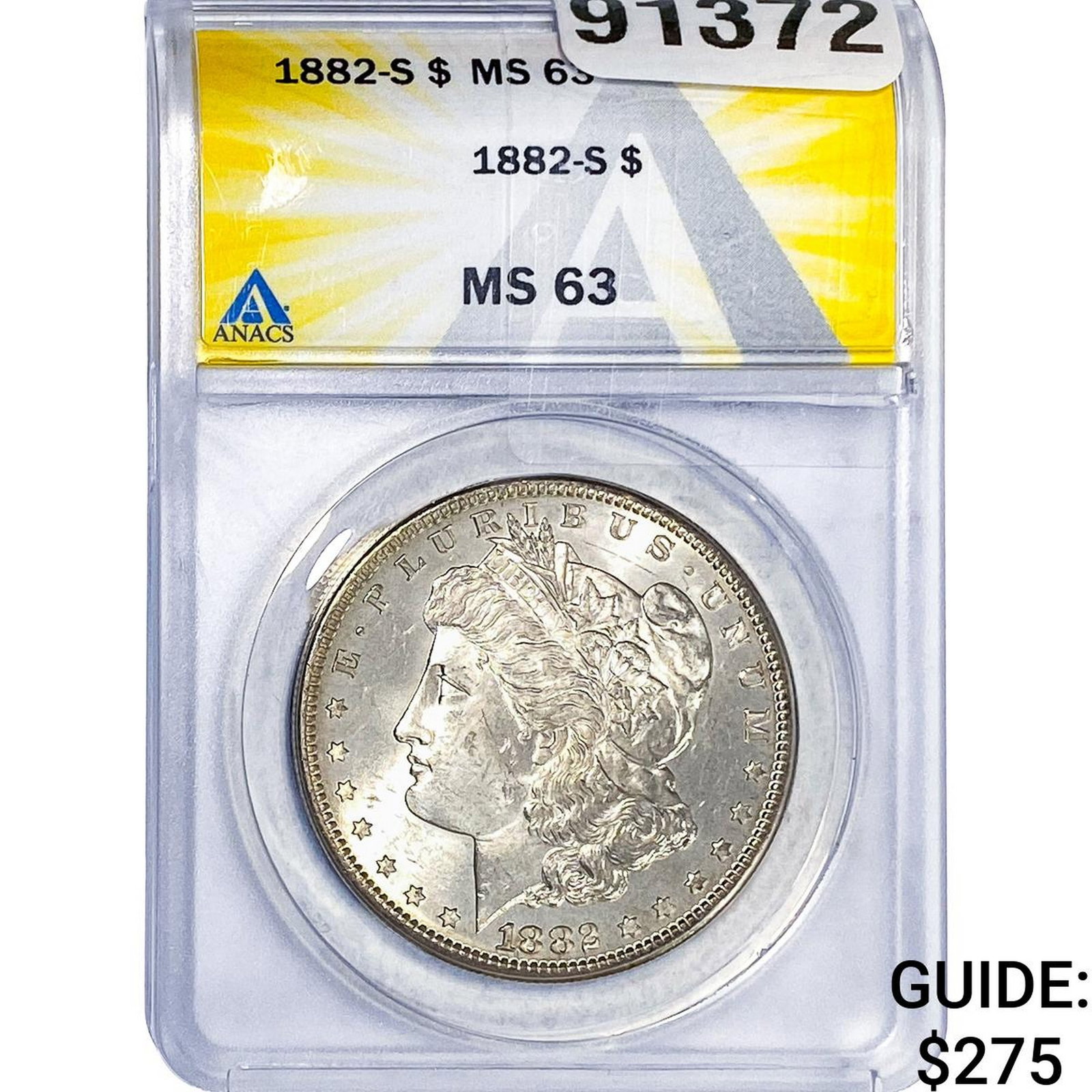 1882-S Morgan Silver Dollar ANACS MS63: 1882-S Morgan Silver Dollar ANACS MS63
