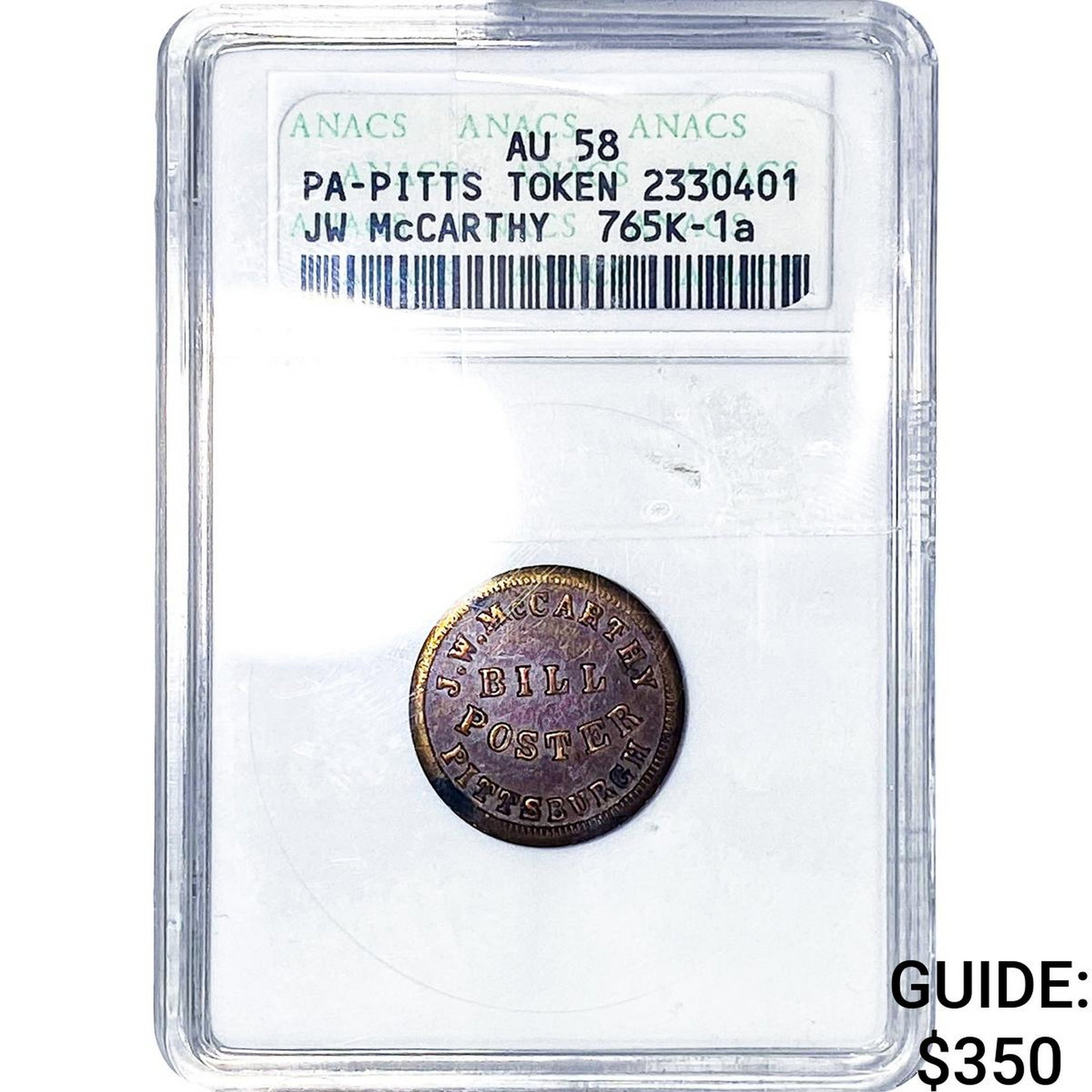 PA-Pitts Token JW McCarthy ANACS AU58 (1 of 2)