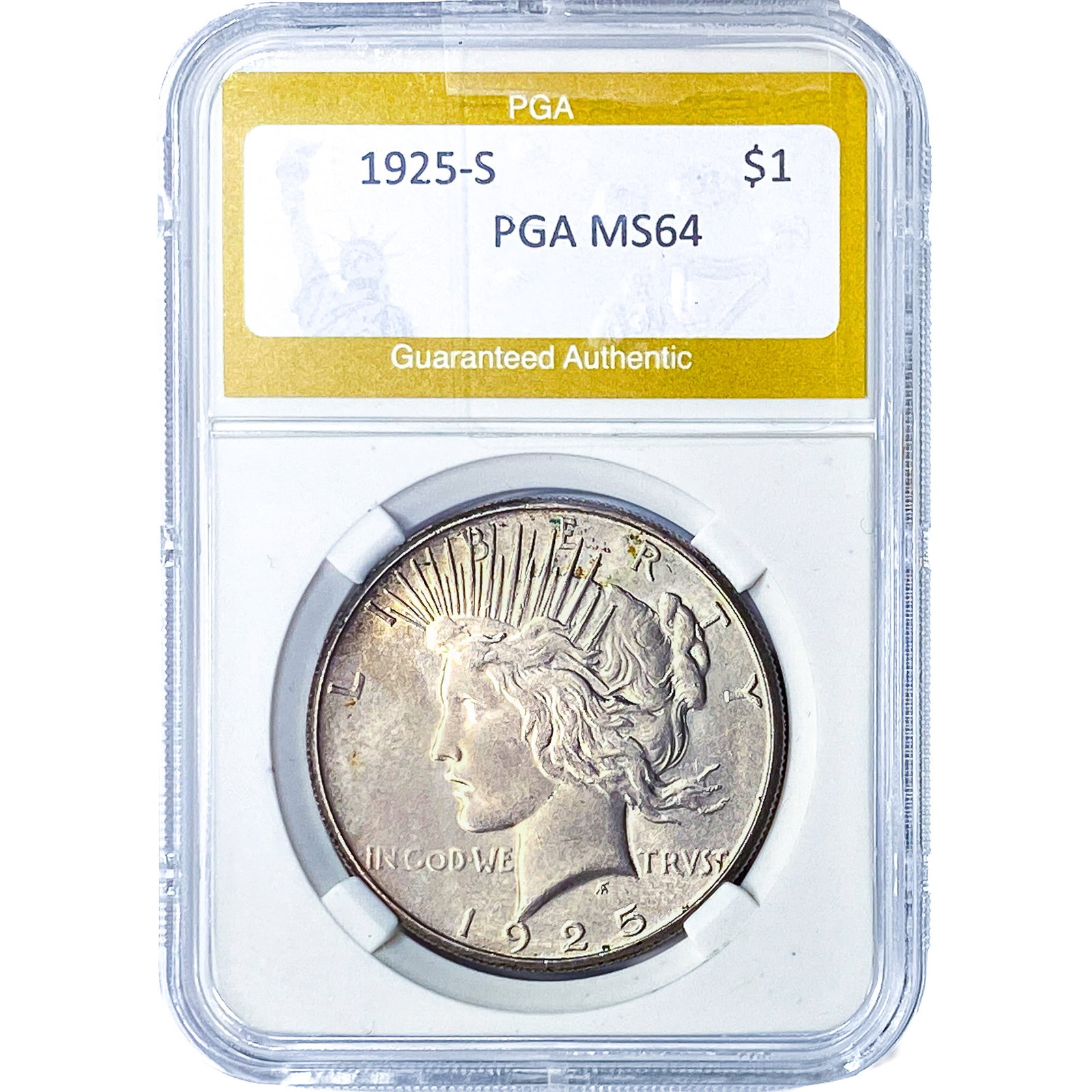 1925-S Silver Peace Dollar PGA MS64: 1925-S Silver Peace Dollar PGA MS64