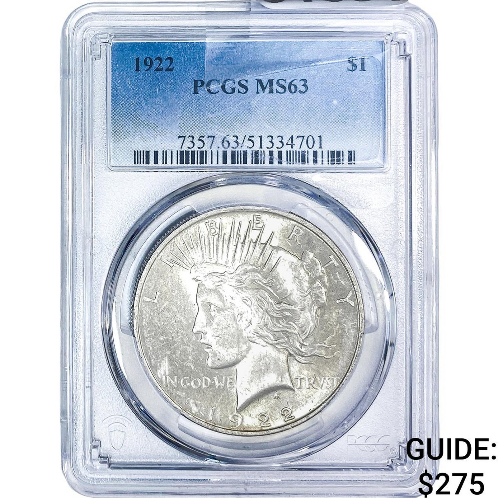 1922 Silver Peace Dollar PCGS MS63 (1 of 2)