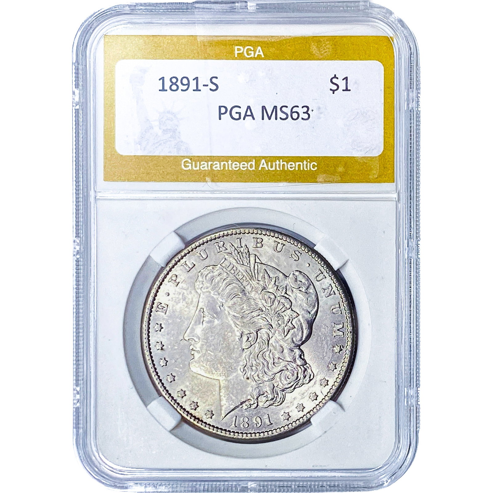 1891-S Morgan Silver Dollar PGA MS63: 1891-S Morgan Silver Dollar PGA MS63