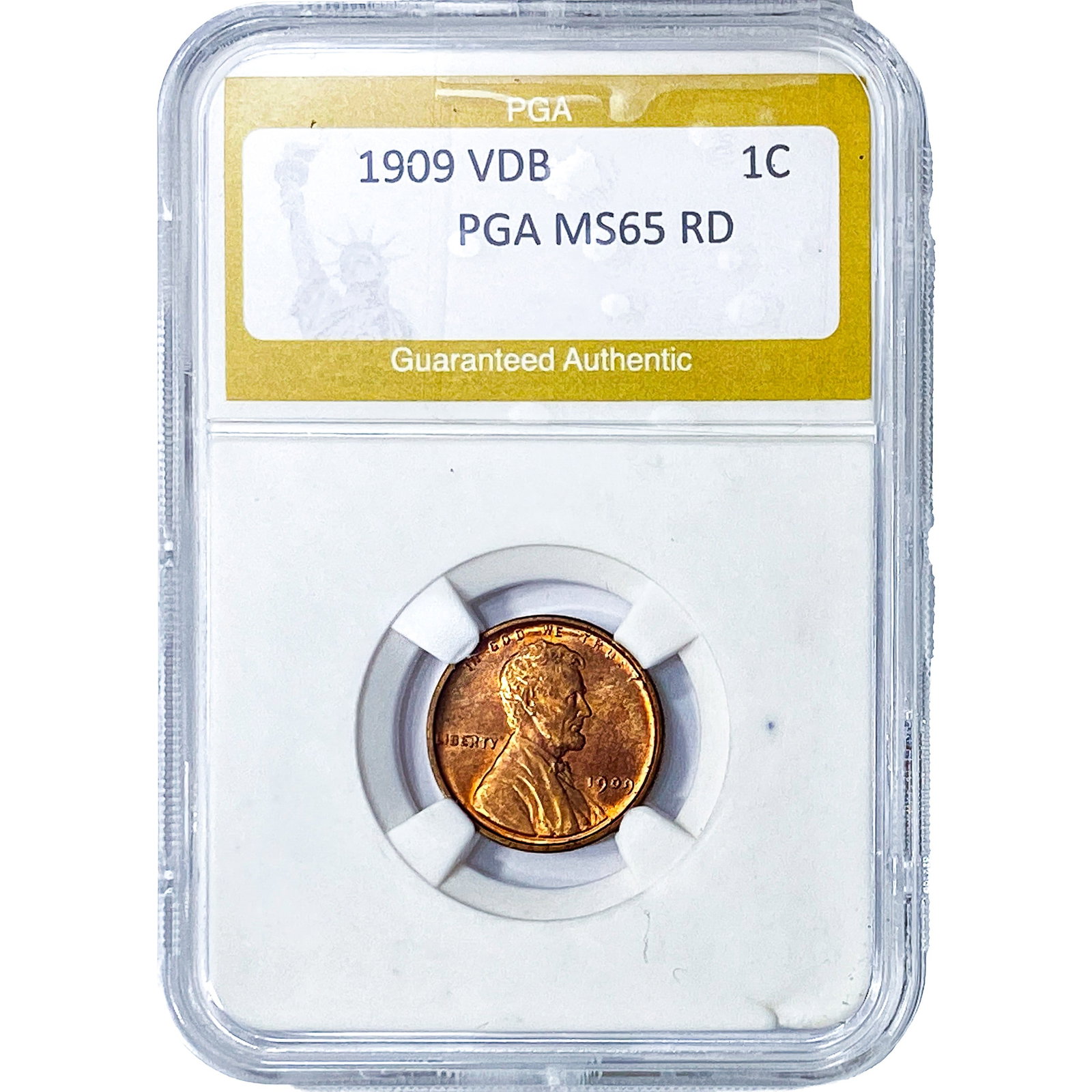 1909 VDB Wheat Cent PGA MS65 RD: 1909 VDB Wheat Cent PGA MS65 RD