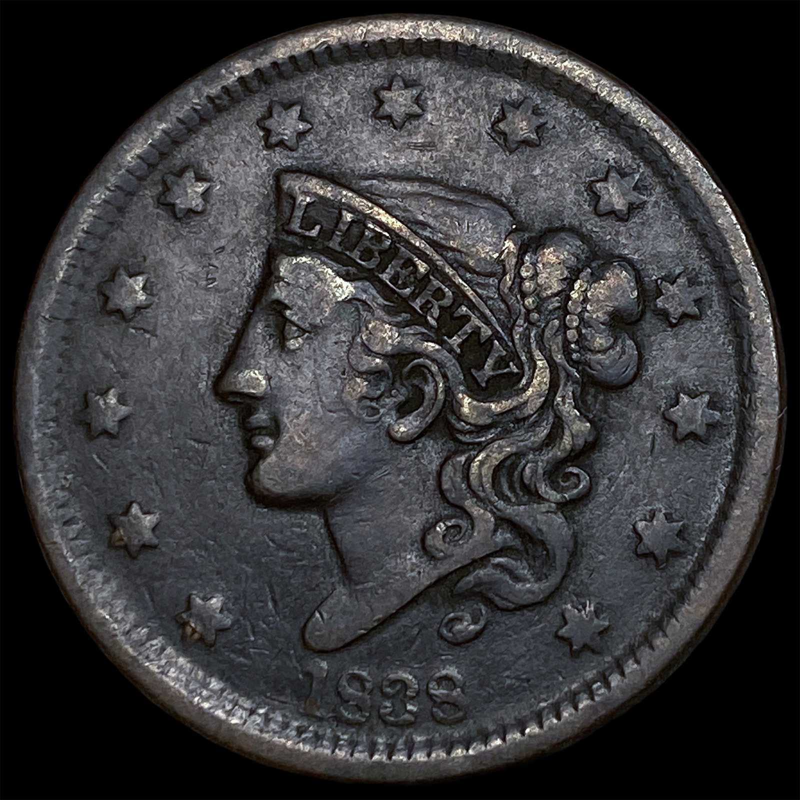 1838 Braided Hair Large Cent NEARLY UNCIRCULATED: 1838 Braided Hair Large Cent NEARLY UNCIRCULATED