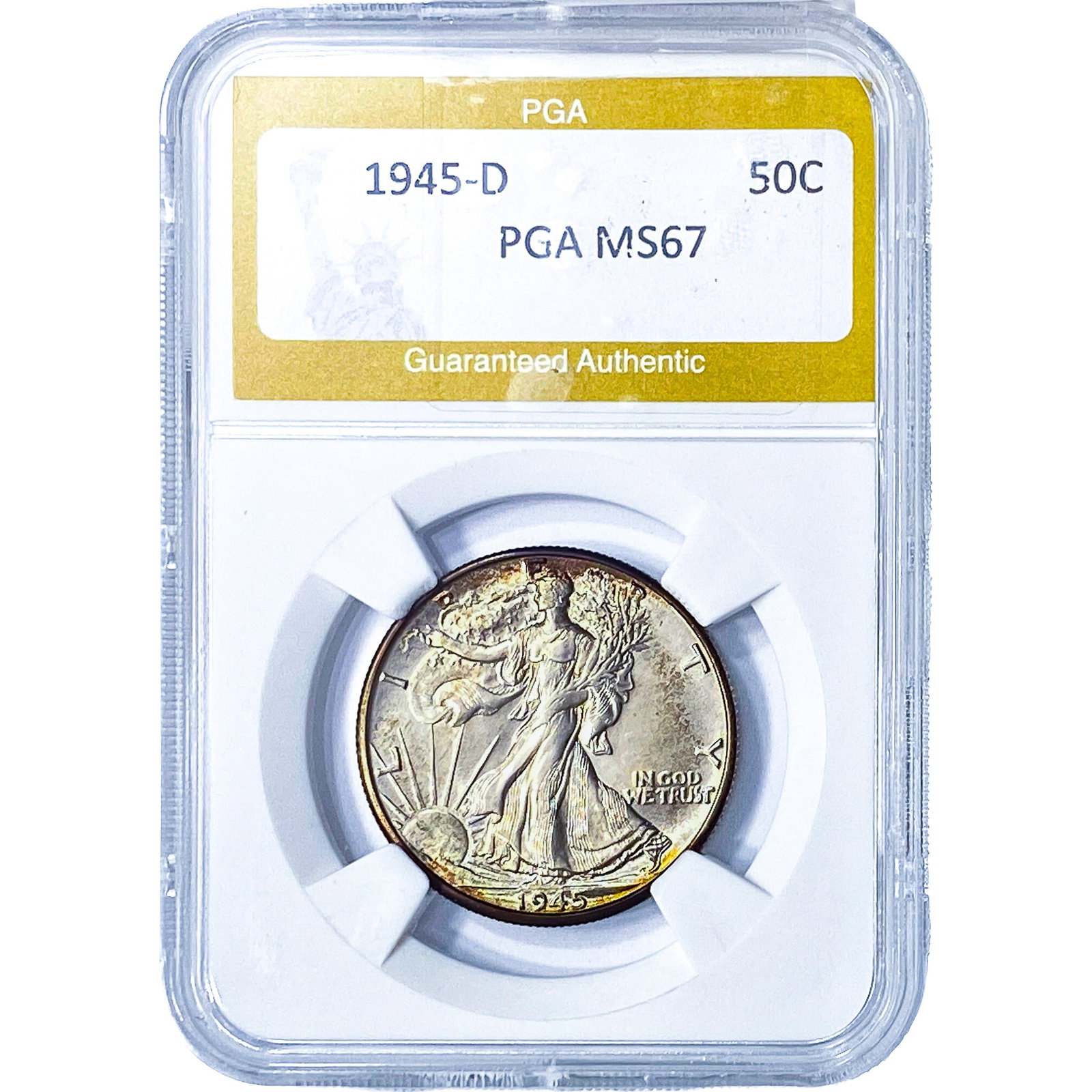 1945-D Walking Liberty Half Dollar PGA MS67: 1945-D Walking Liberty Half Dollar PGA MS67