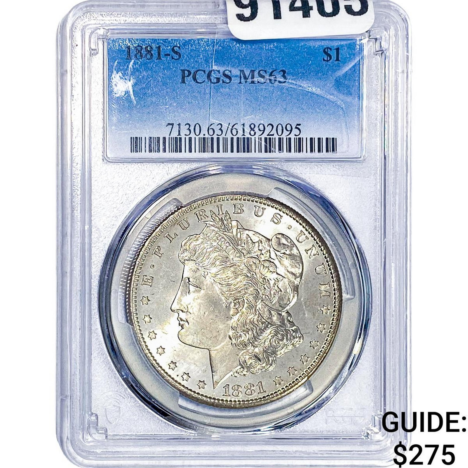 1881-S Morgan Silver Dollar PCGS MS63: 1881-S Morgan Silver Dollar PCGS MS63