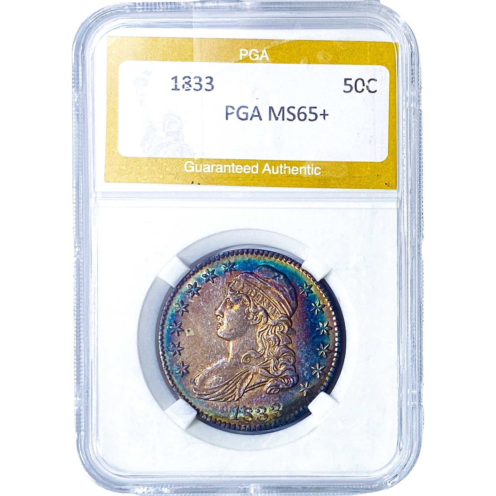1833 Capped Bust Half Dollar PGA MS65+: 1833 Capped Bust Half Dollar PGA MS65+