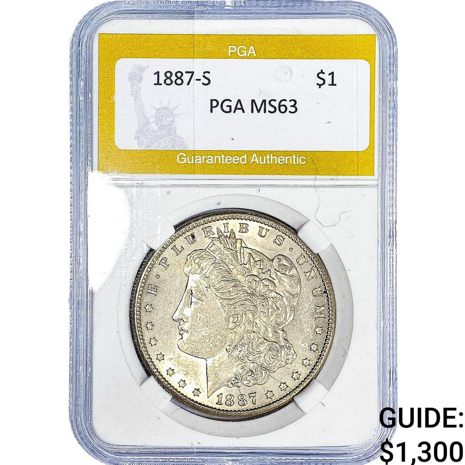 1887-S Morgan Silver Dollar PGA MS63: 1887-S Morgan Silver Dollar PGA MS63