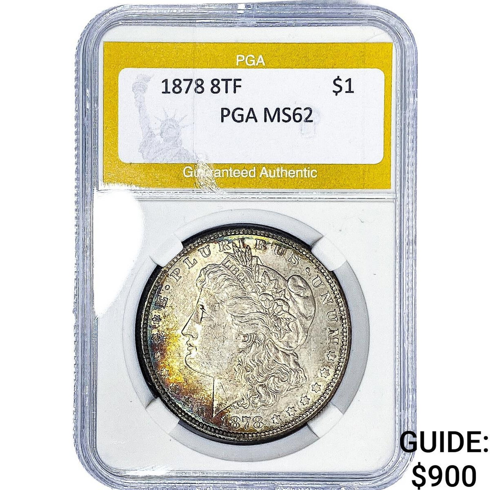 1878 8TF Morgan Silver Dollar PGA MS62: 1878 8TF Morgan Silver Dollar PGA MS62