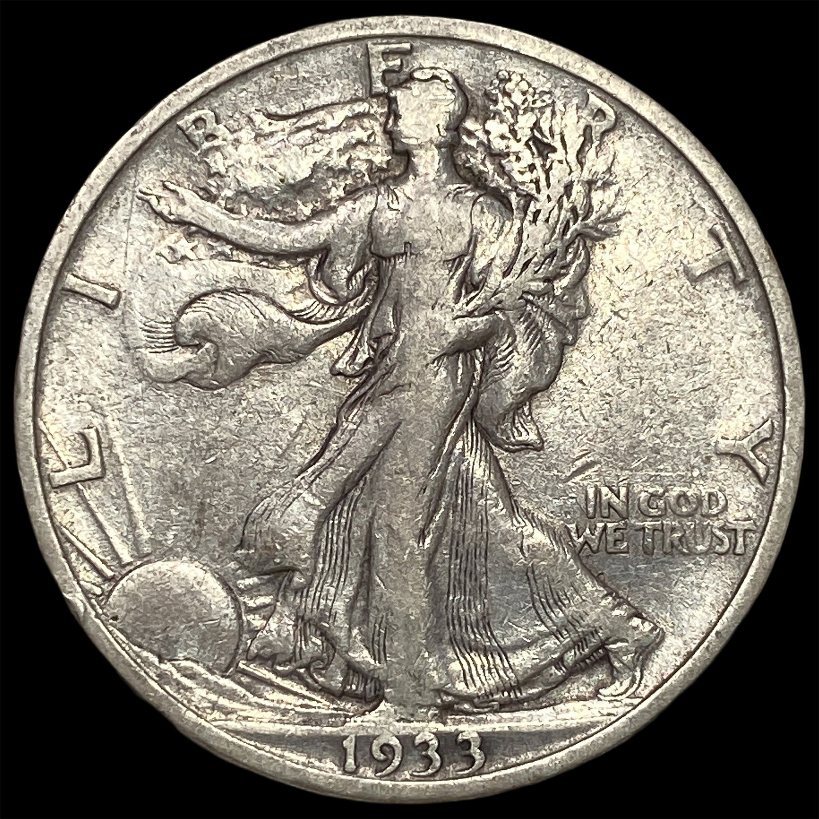 1933-S Silver Walking Liberty Half Dollar NEARLY UNCIRCULATED: 1933-S Silver Walking Liberty Half Dollar NEARLY UNCIRCULATED