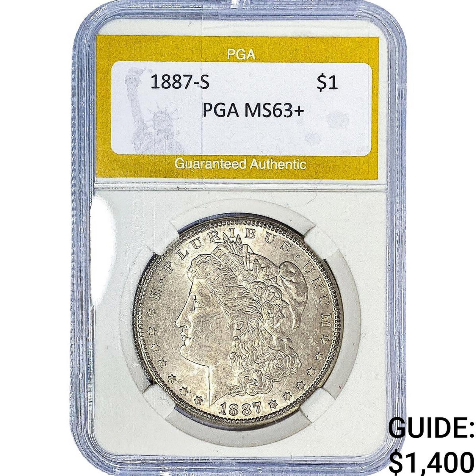 1887-S Morgan Silver Dollar PGA MS63+: 1887-S Morgan Silver Dollar PGA MS63+