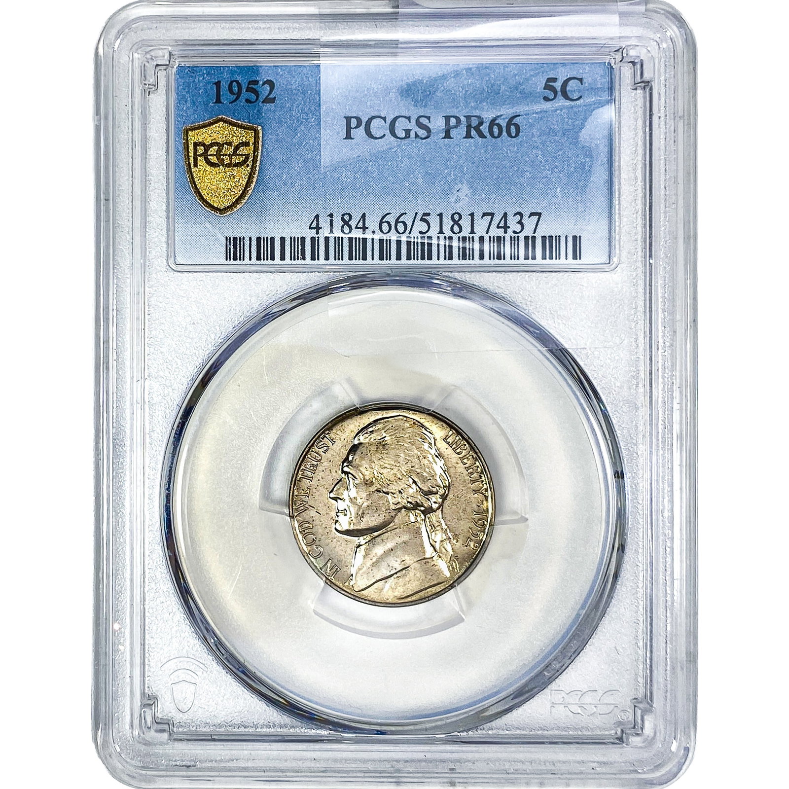 1952 Jefferson Nickel PCGS PR66: 1952 Jefferson Nickel PCGS PR66