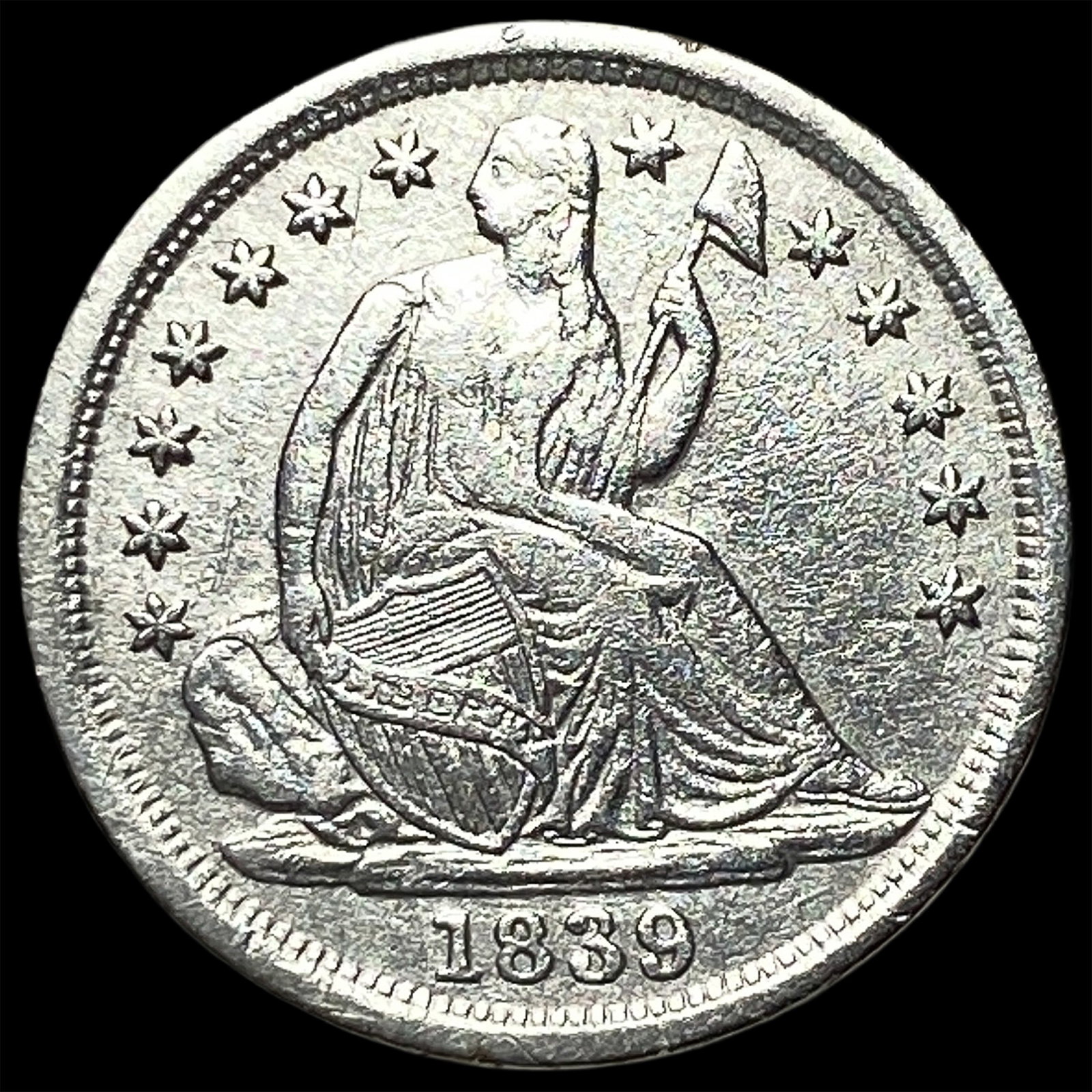 1839-O Silver Half Dime NEARLY UNCIRCULATED: 1839-O Silver Half Dime NEARLY UNCIRCULATED