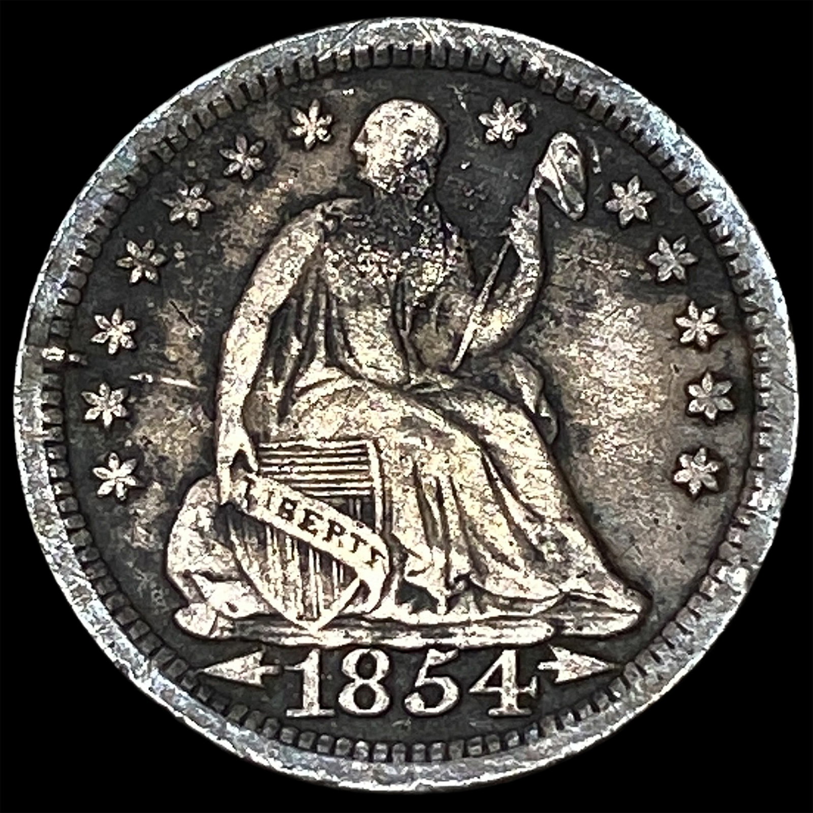 1854 Arrows Silver Half Dime LIGHTLY CIRCULATED: 1854 Arrows Silver Half Dime LIGHTLY CIRCULATED