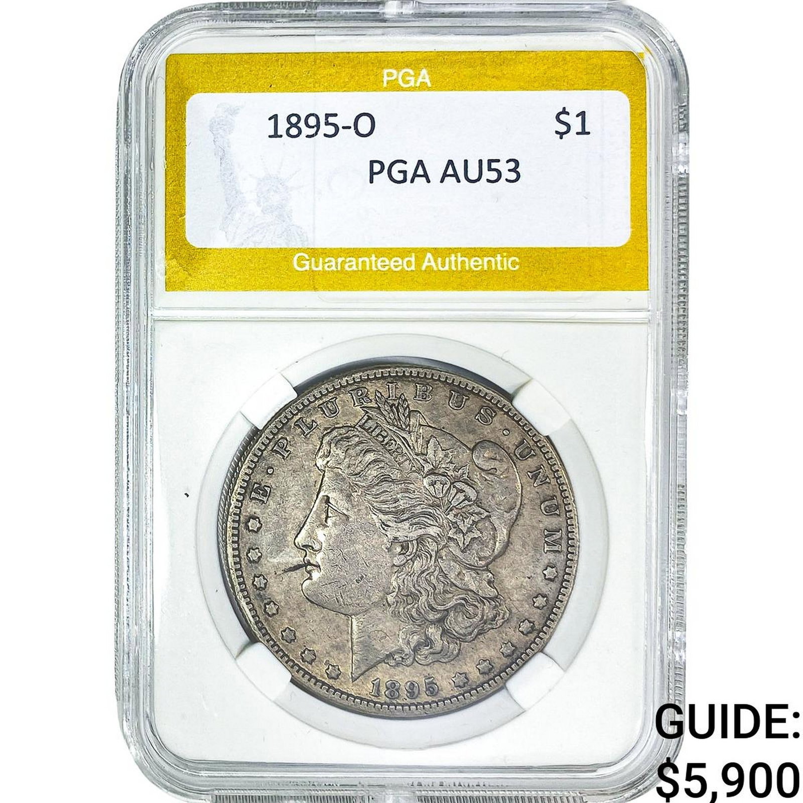 1895-O Morgan Silver Dollar PGA AU53: 1895-O Morgan Silver Dollar PGA AU53