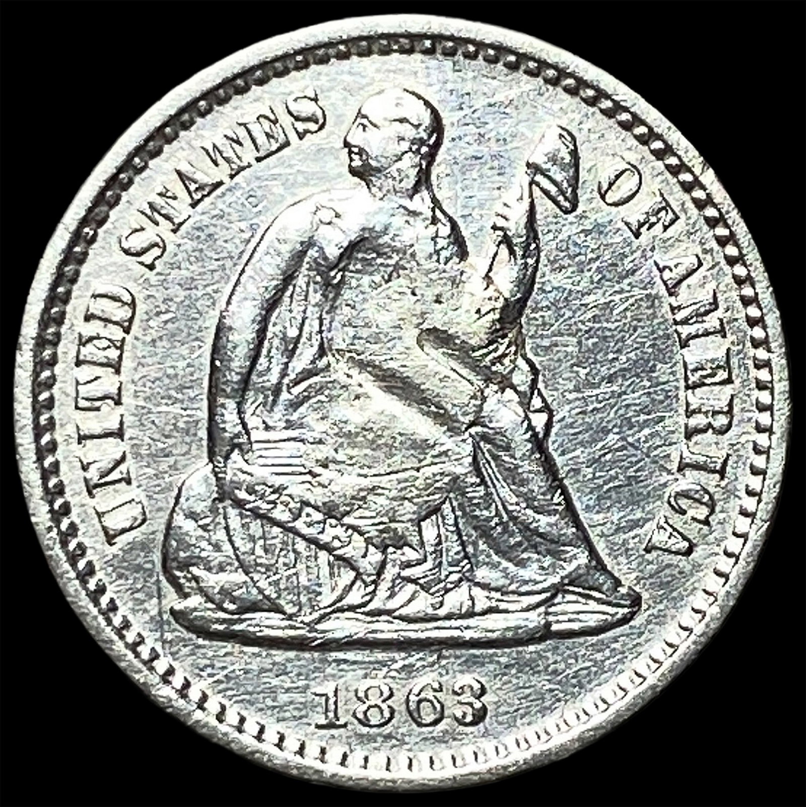 1863-S Silver Half Dime NEARLY UNCIRCULATED: 1863-S Silver Half Dime NEARLY UNCIRCULATED