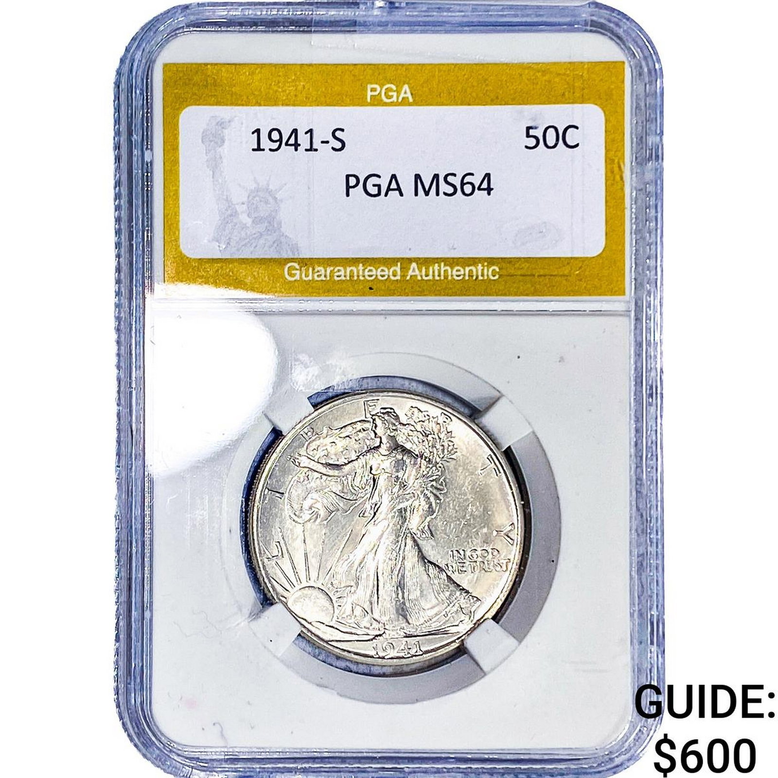 1941-S Walking Liberty Half Dollar PGA MS64: 1941-S Walking Liberty Half Dollar PGA MS64